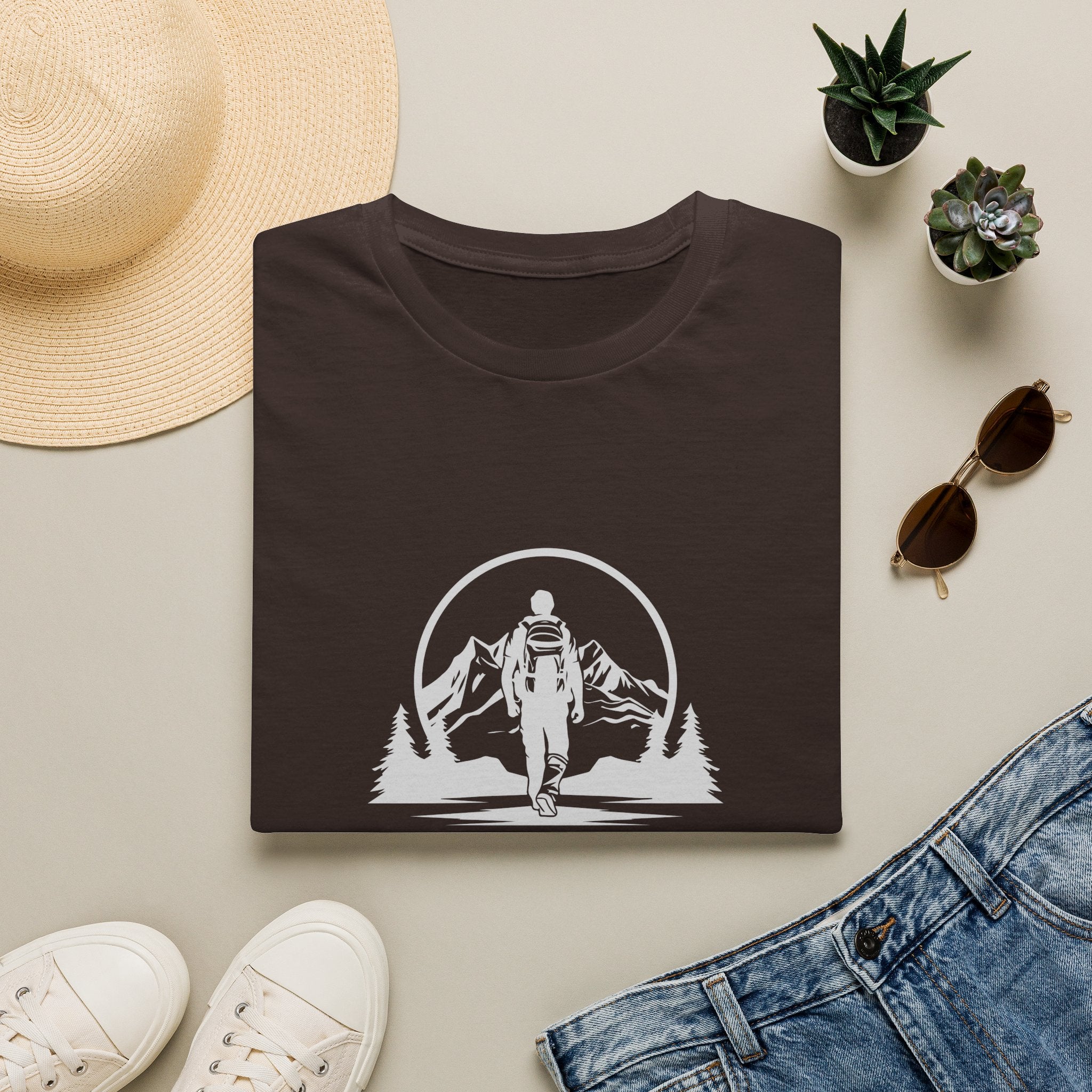 Astronaut Hiking T-Shirt — “The Mountains Are Calling” Adventure Tee