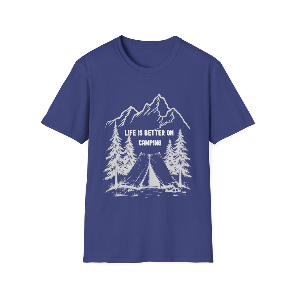 Camping T-Shirt - "Life Is Better On Camping" Mountain & Tent Graphic