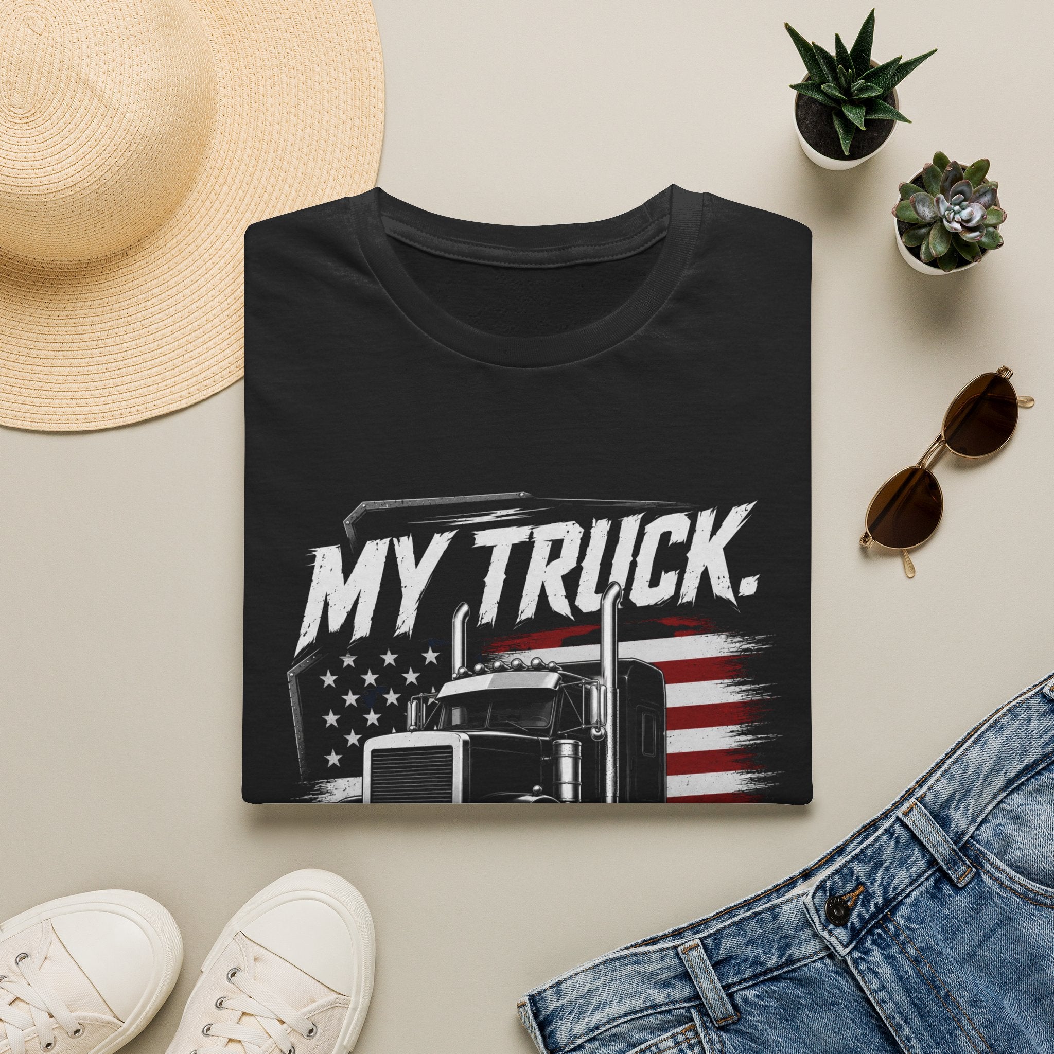 My Truck My Rules T‑Shirt — Patriotic Semi Truck Driver Tee - American Truck Driver Vintage Design