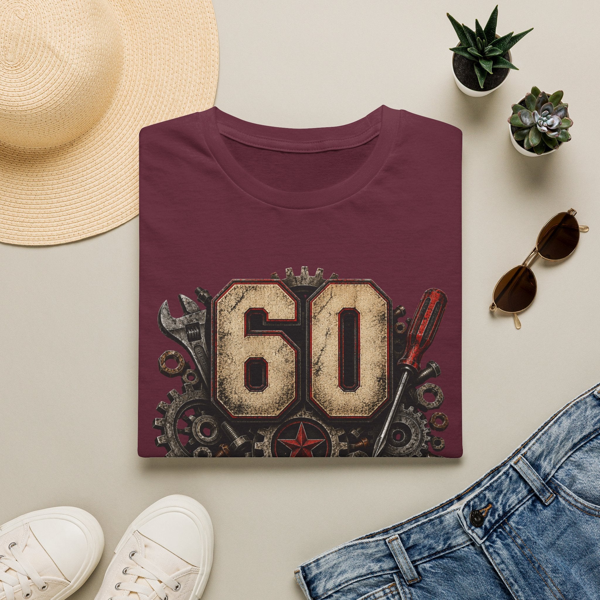 60th Birthday Mechanics T-Shirt — "60 and Still on Original Parts" Vintage Tool Design