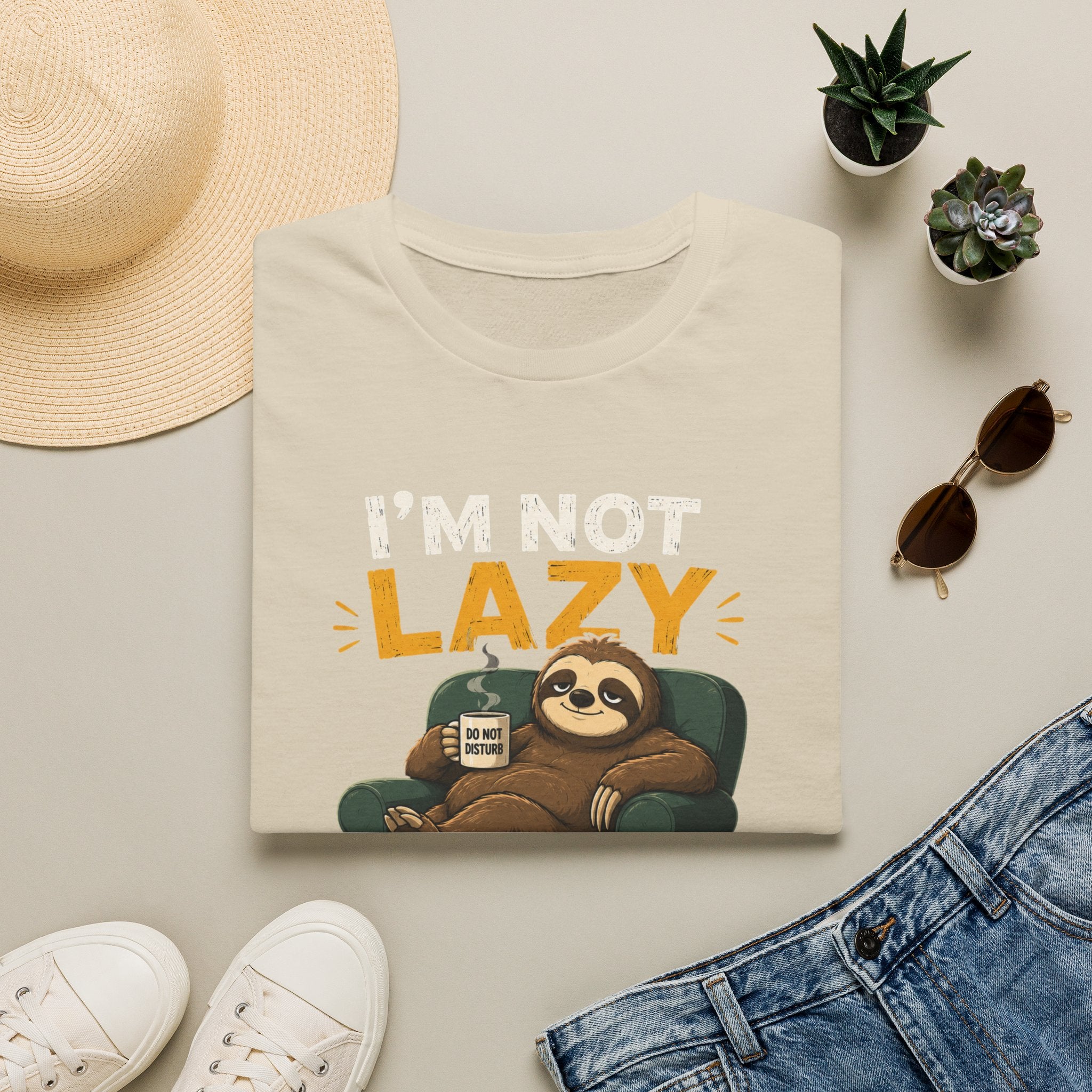 I'm Not Lazy, I'm on Energy Saving Mode – Funny Sloth Coffee Lover Design — Energy Saving Mode Graphic Tee