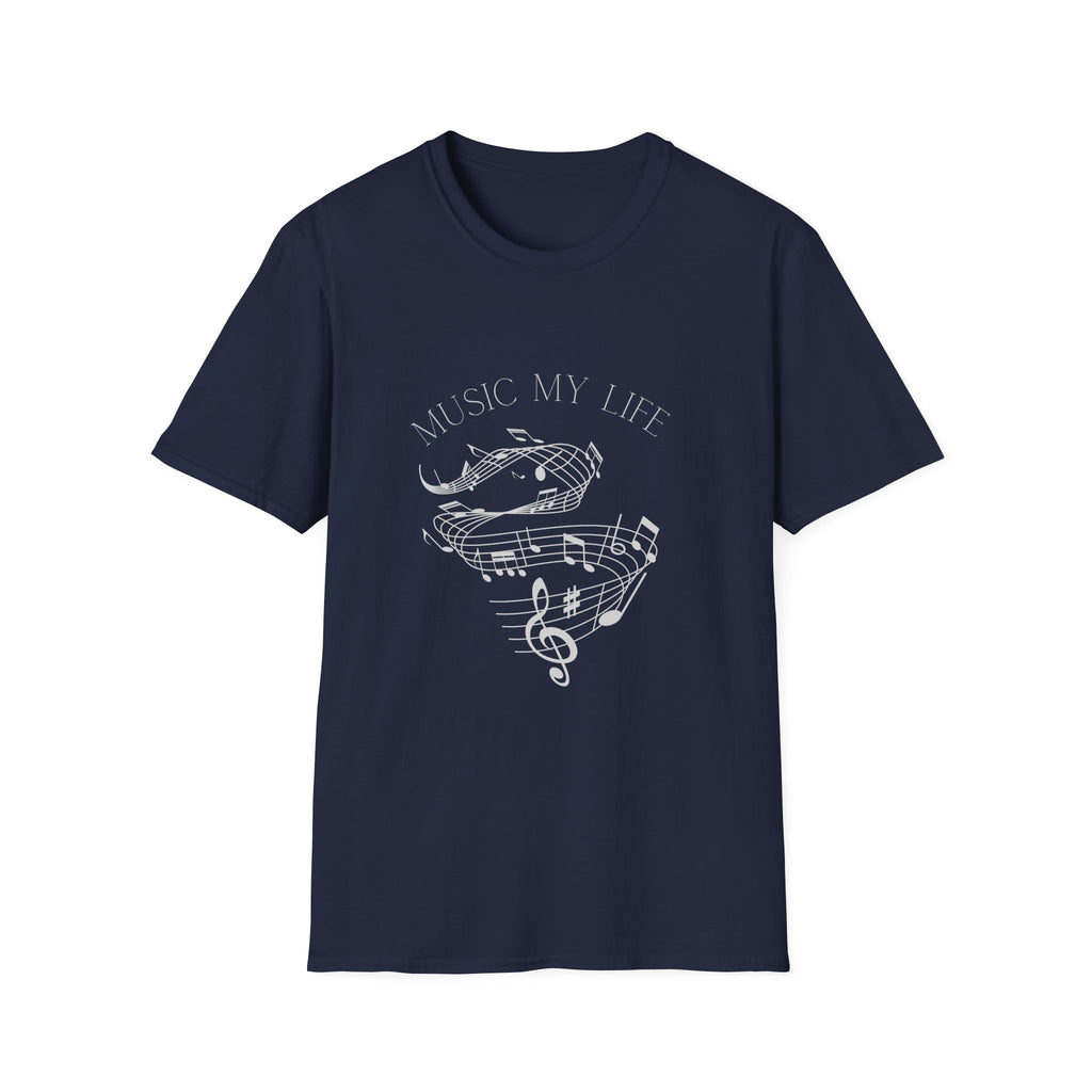 Music Is My Life T-Shirt — Retro Cassette & Notes Tee for Music Lovers - Elegant Musical Notes Lover Design