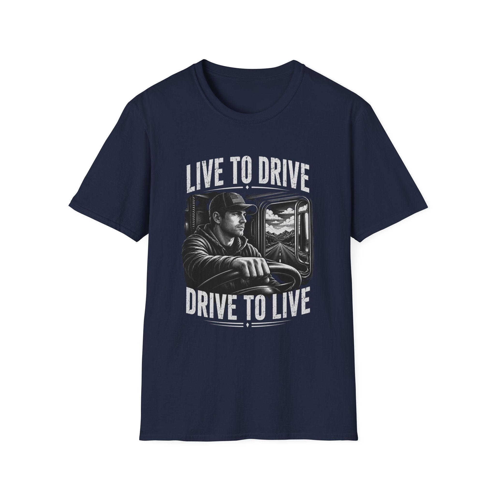 Live to Drive Trucker T‑Shirt — ‘Live to Drive, Drive to Live’ Graphic Tee