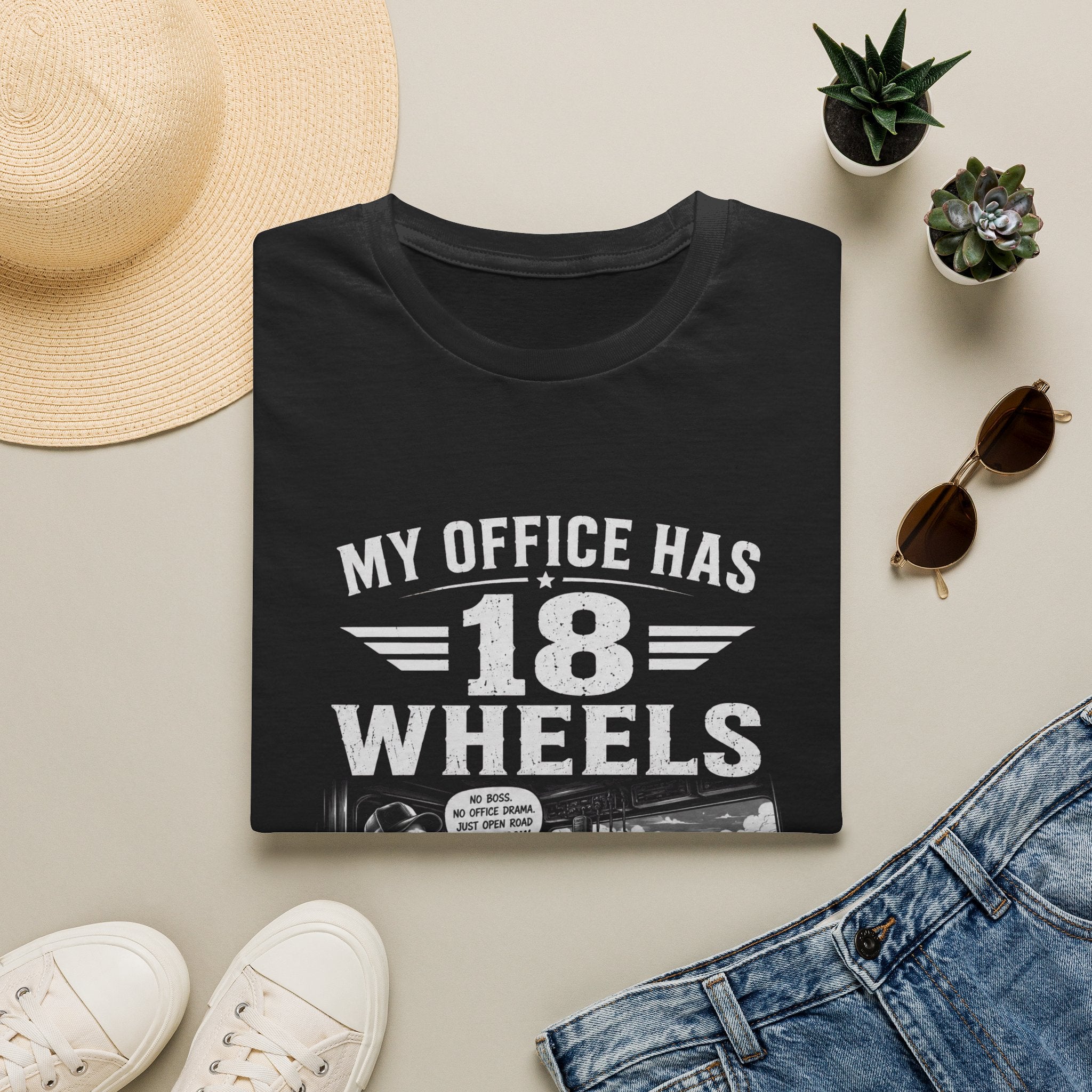 My Office Has 18 Wheels T-Shirt — Truck Driver Trucker Cab Life Tee
