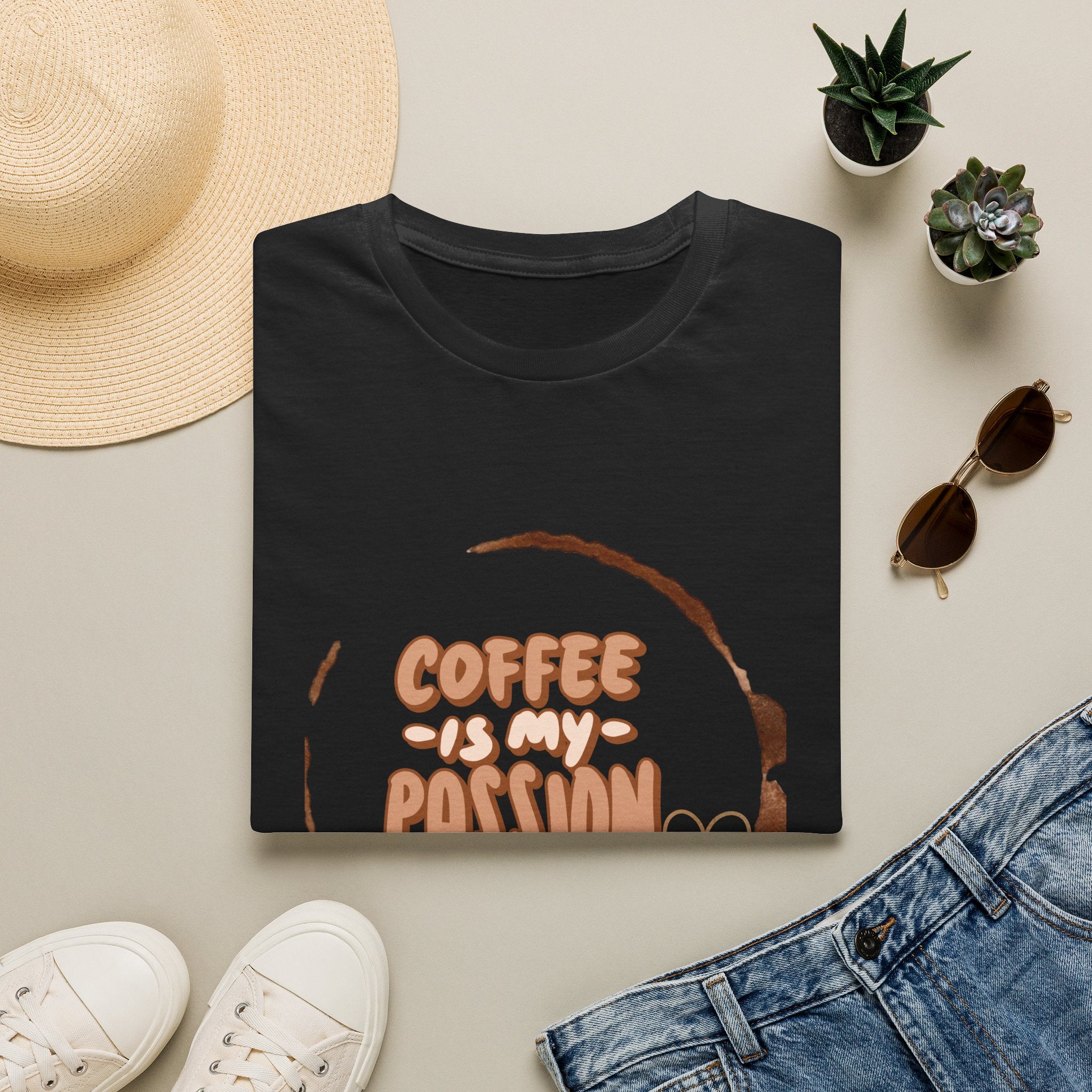 Coffee Is My Passion T-Shirt — Retro Coffee Stain Graphic Tee for Coffee Lovers