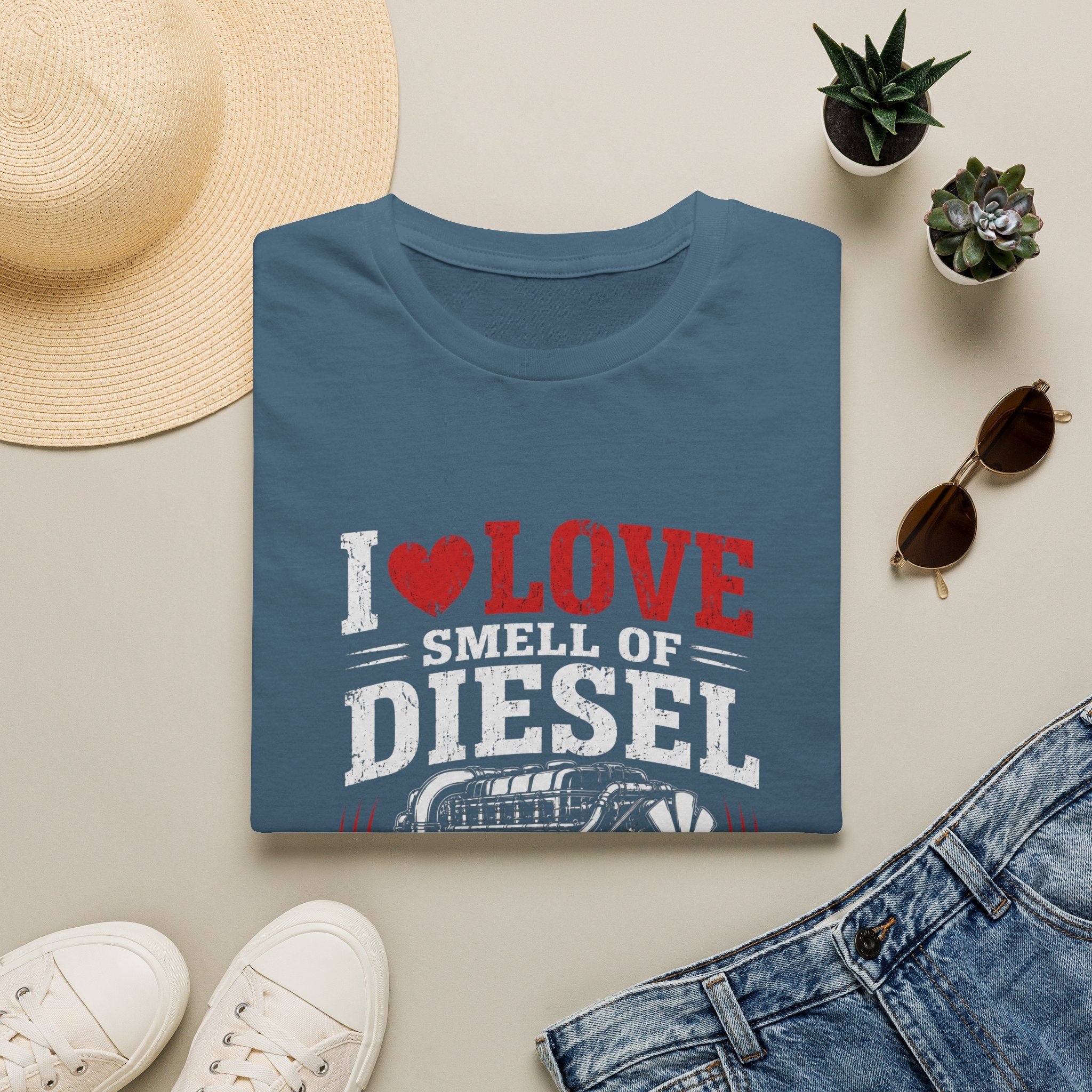 I Love The Smell Of Diesel T-Shirt — Vintage Truck Engine Tee - Diesel Truck Enthusiast Design