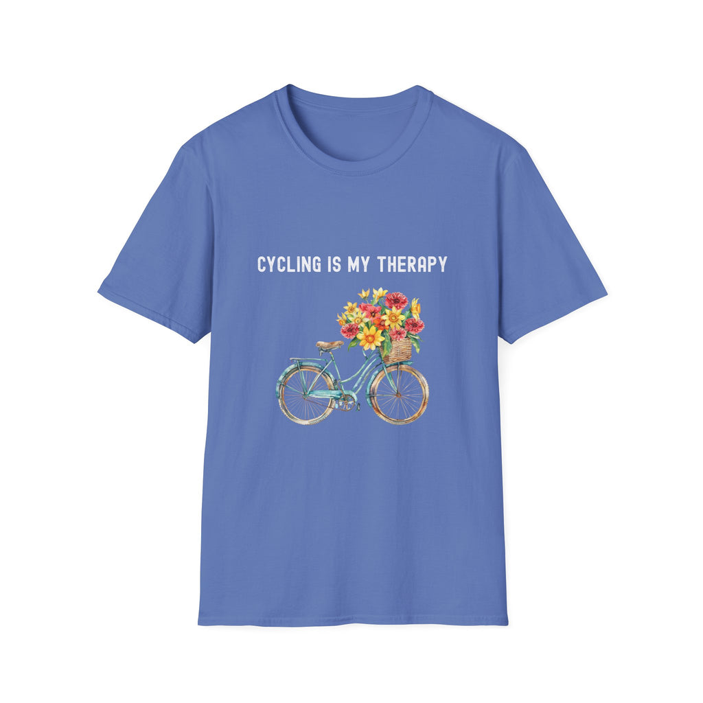 Cycling Is My Therapy T-Shirt — Floral Bike Tee for Biking Enthusiasts