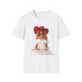Woman in Red Graphic Tee — "Lady in Red" Vintage Glam Fashion Shirt