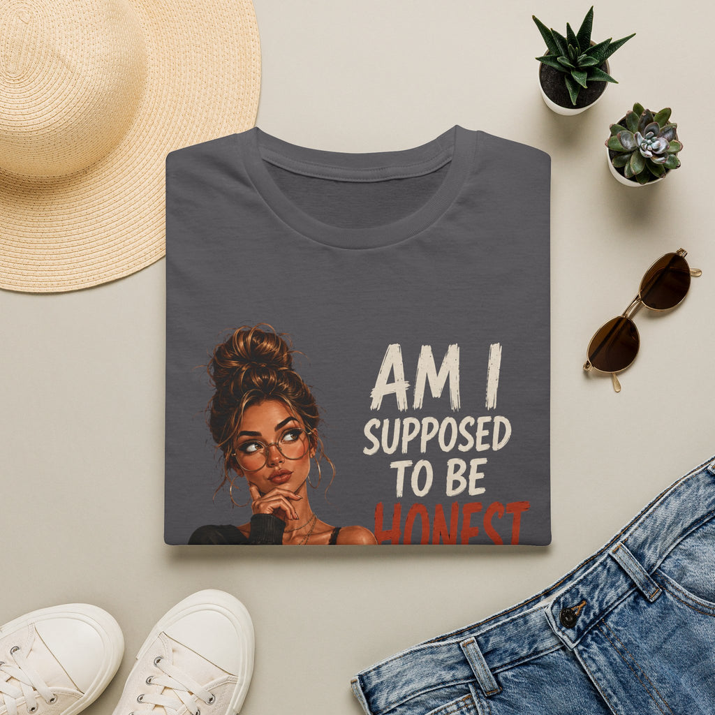 "Am I Supposed to Be Honest or Nice?" -  Funny Women Quote Design - Stylish Brunette Illustration