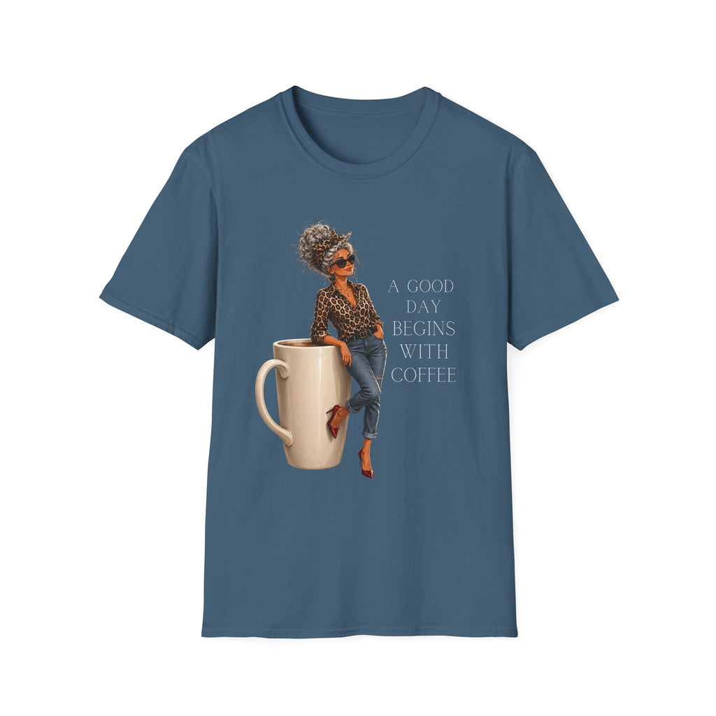 Coffee Morning T-Shirt — "A Good Day Begins With Coffee" Graphic Tee