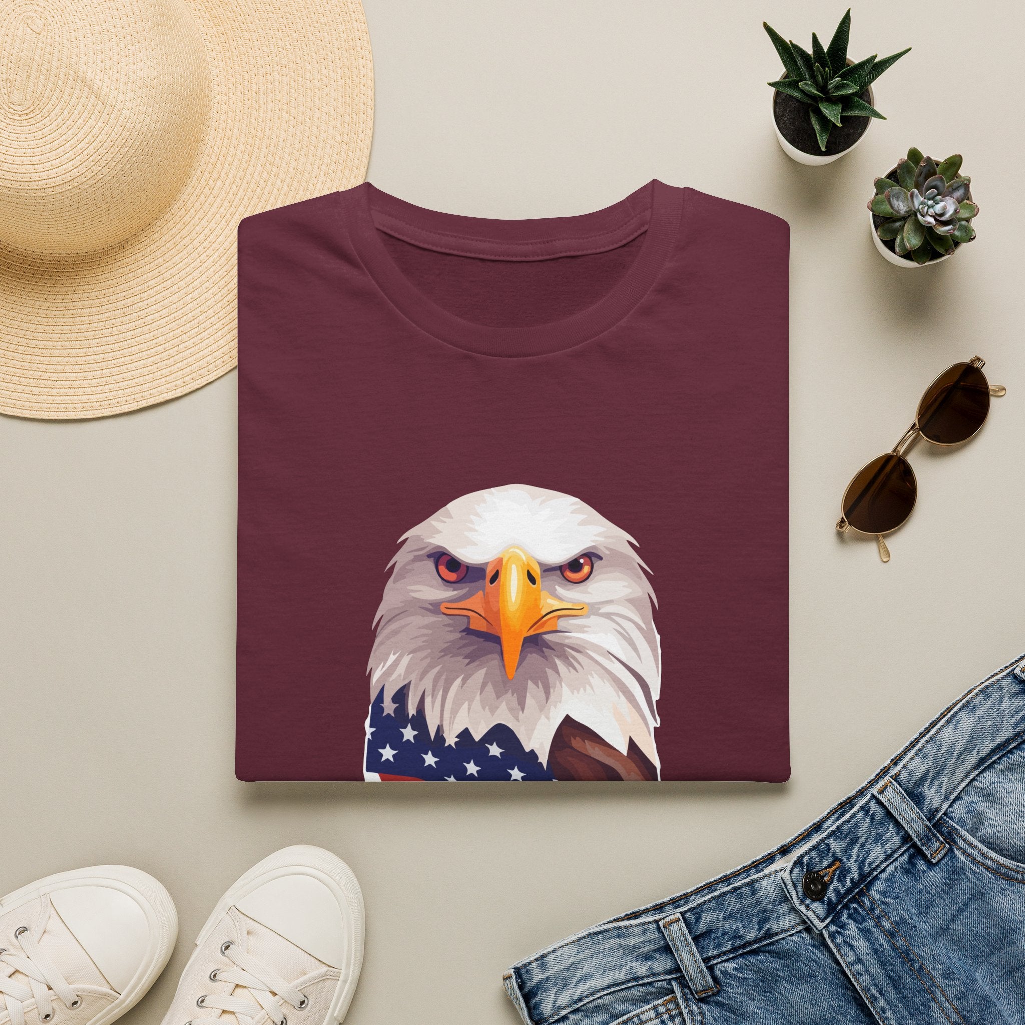 Eagle Head American Flag T-Shirt — Patriotic Bald Eagle Tee