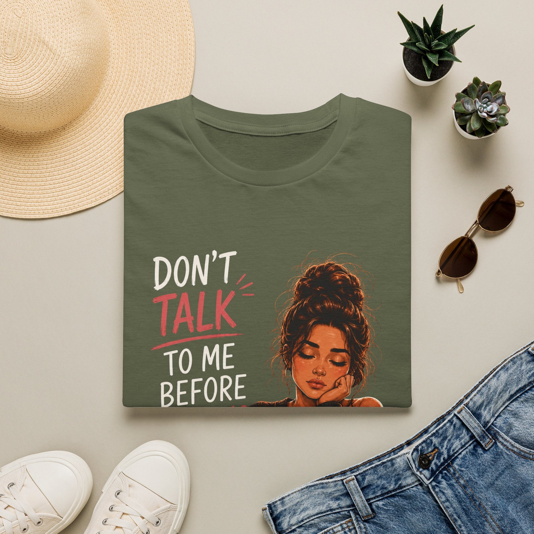 Don’t Talk To Me Before Morning Coffee T-Shirt — Funny Coffee Lover Tee  Women's Design