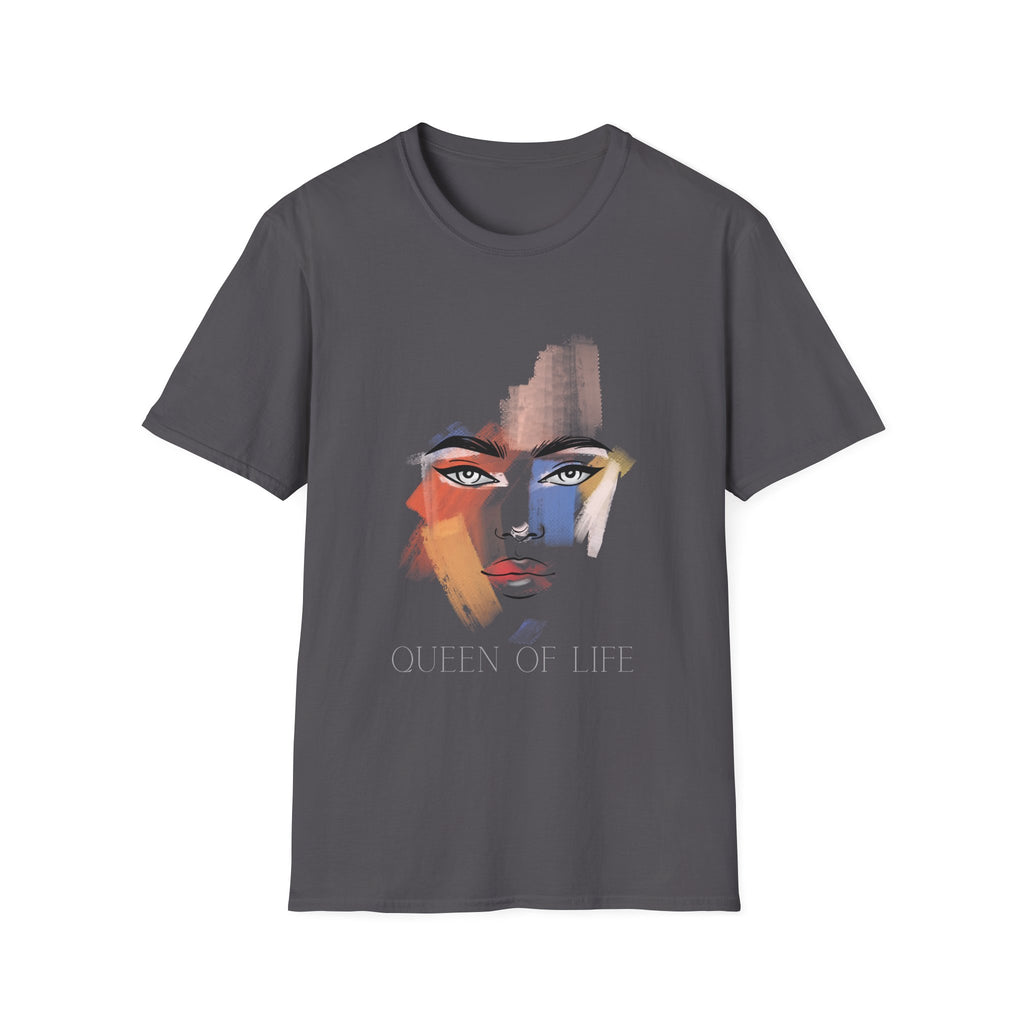 Abstract Painted Face T-Shirt — "Queen of Life" Artistic Graphic Tee