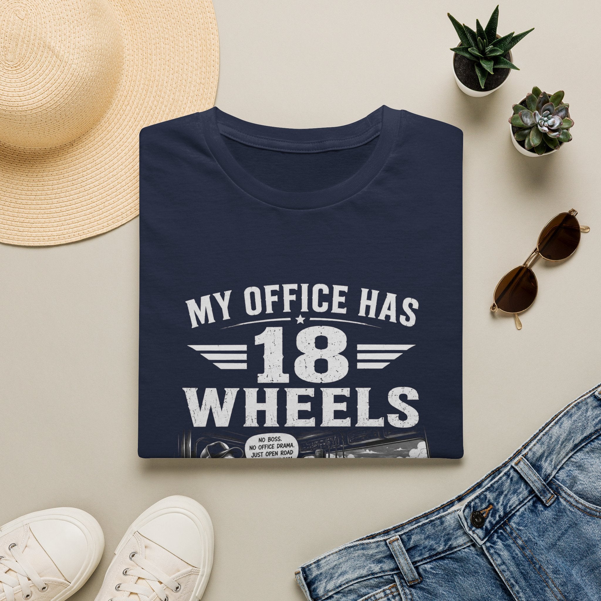 My Office Has 18 Wheels T-Shirt — Truck Driver Trucker Cab Life Tee