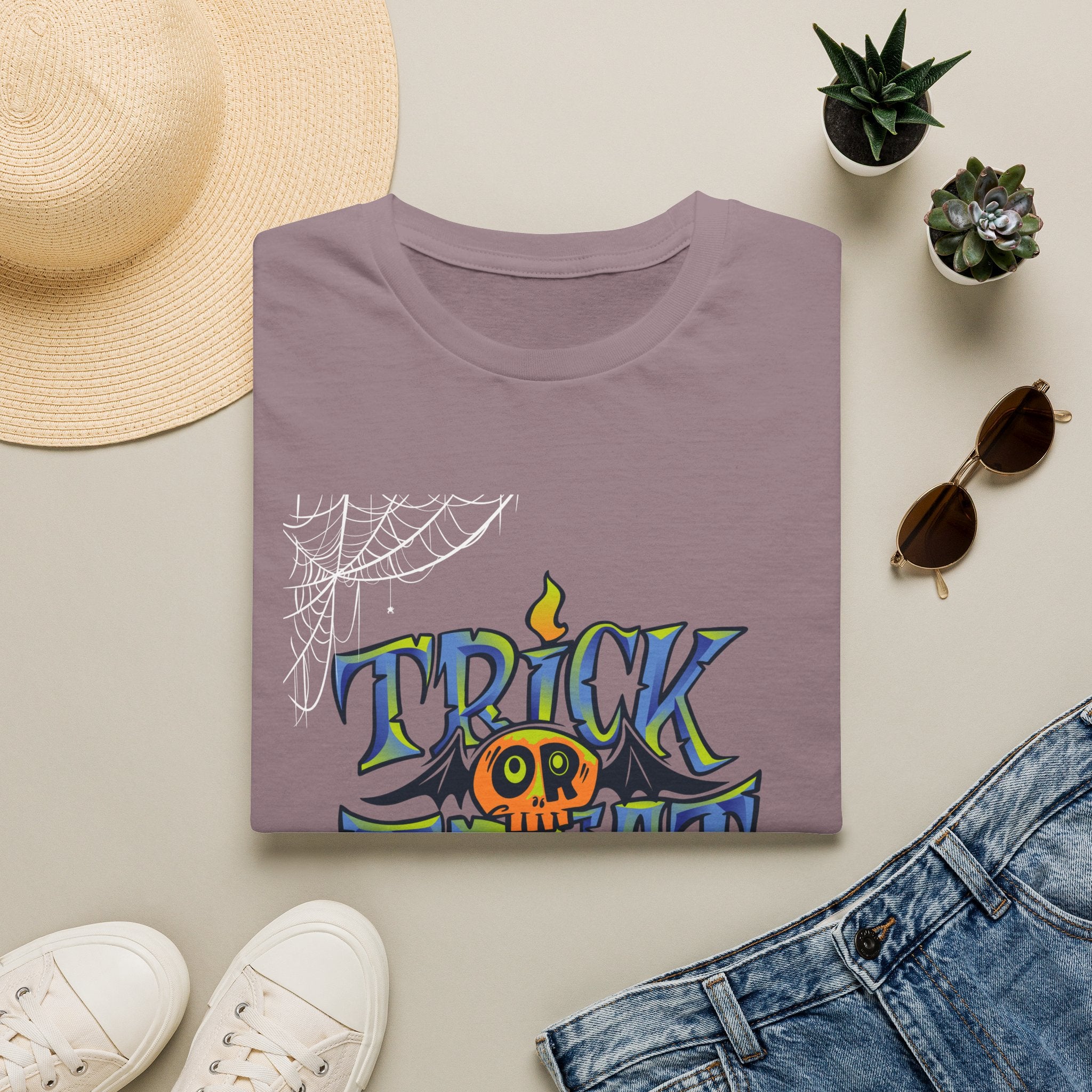 Trick or Treat Halloween Tee — Spooky Candy Pumpkin Graphic T-Shirt - | Funny Spooky Trick or Treat Pumpkin Halloween Tee