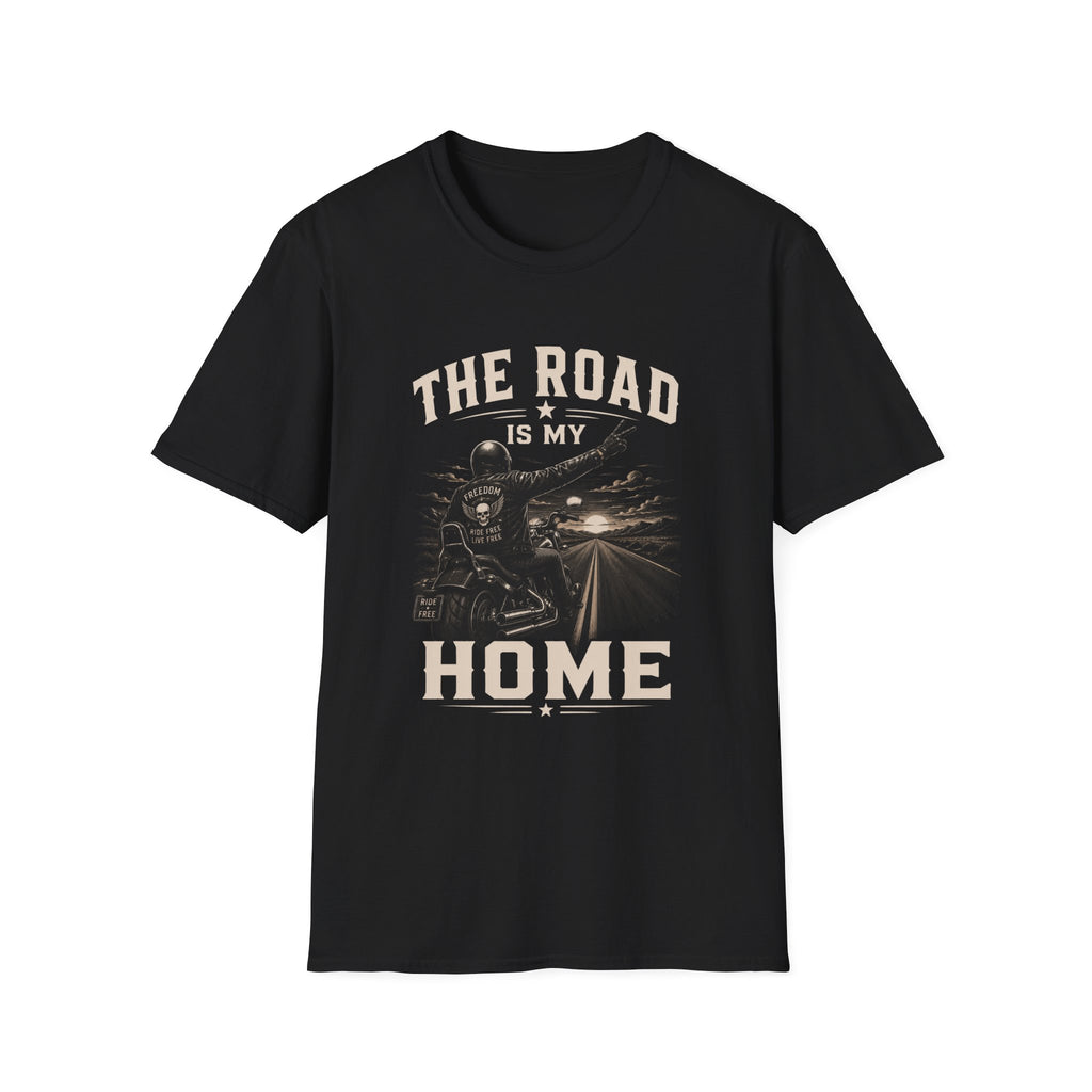 Road Is My Home Motorcycle T-Shirt — Vintage Biker Travel Tee-  Vintage Freedom Design