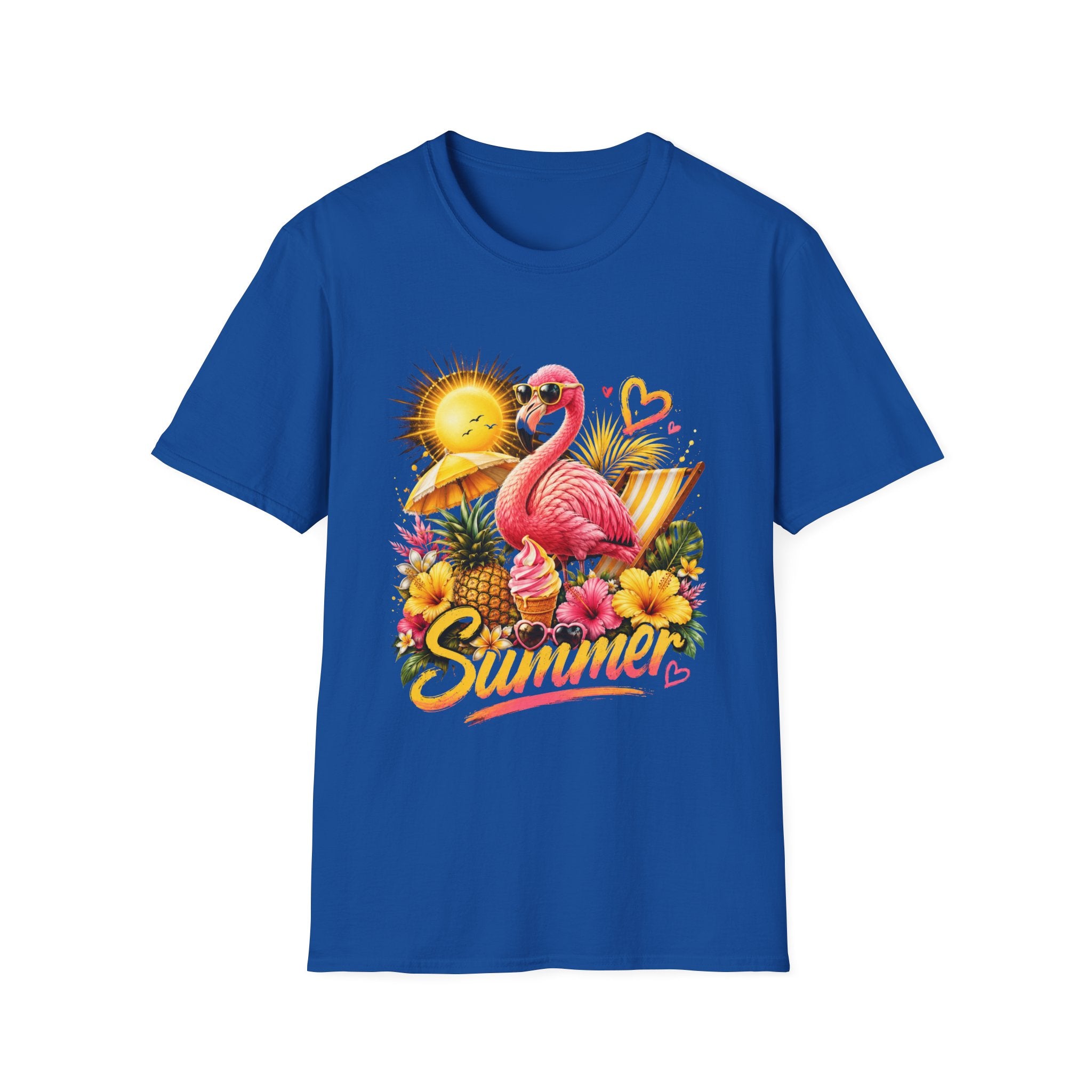 Summer Flamingo T-Shirt — Tropical Sunset Beach Graphic Tee