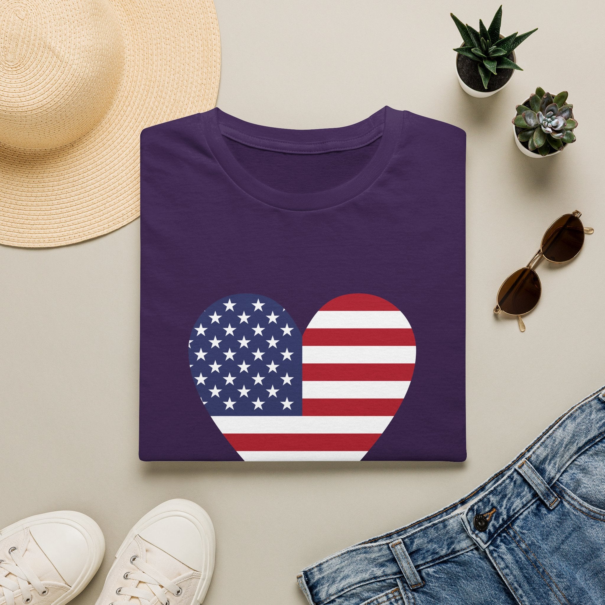 American Flag Heart T-Shirt — 4th of July Patriotic Tee