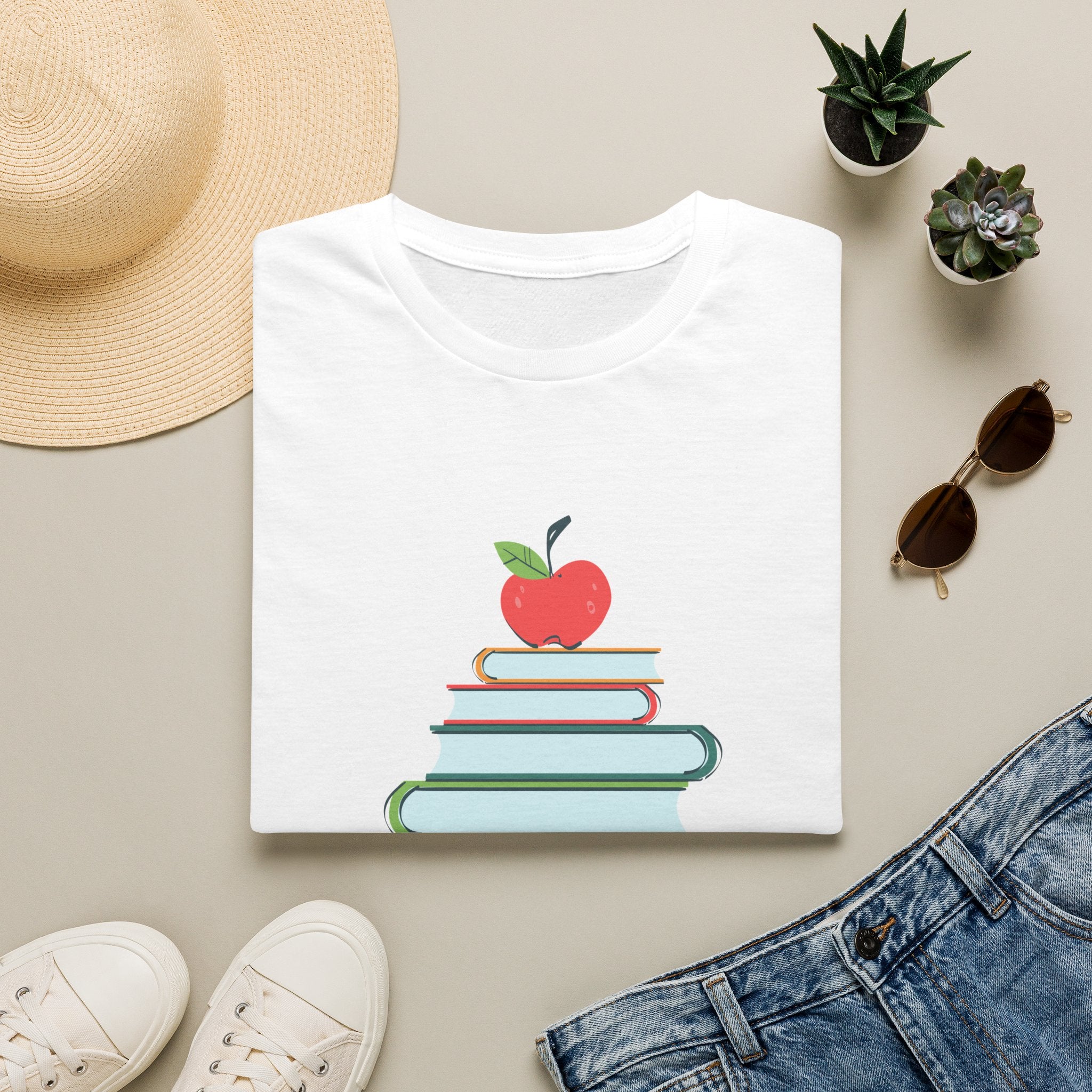Teacher Apple & Books T-Shirt — Back to School Teacher Gift