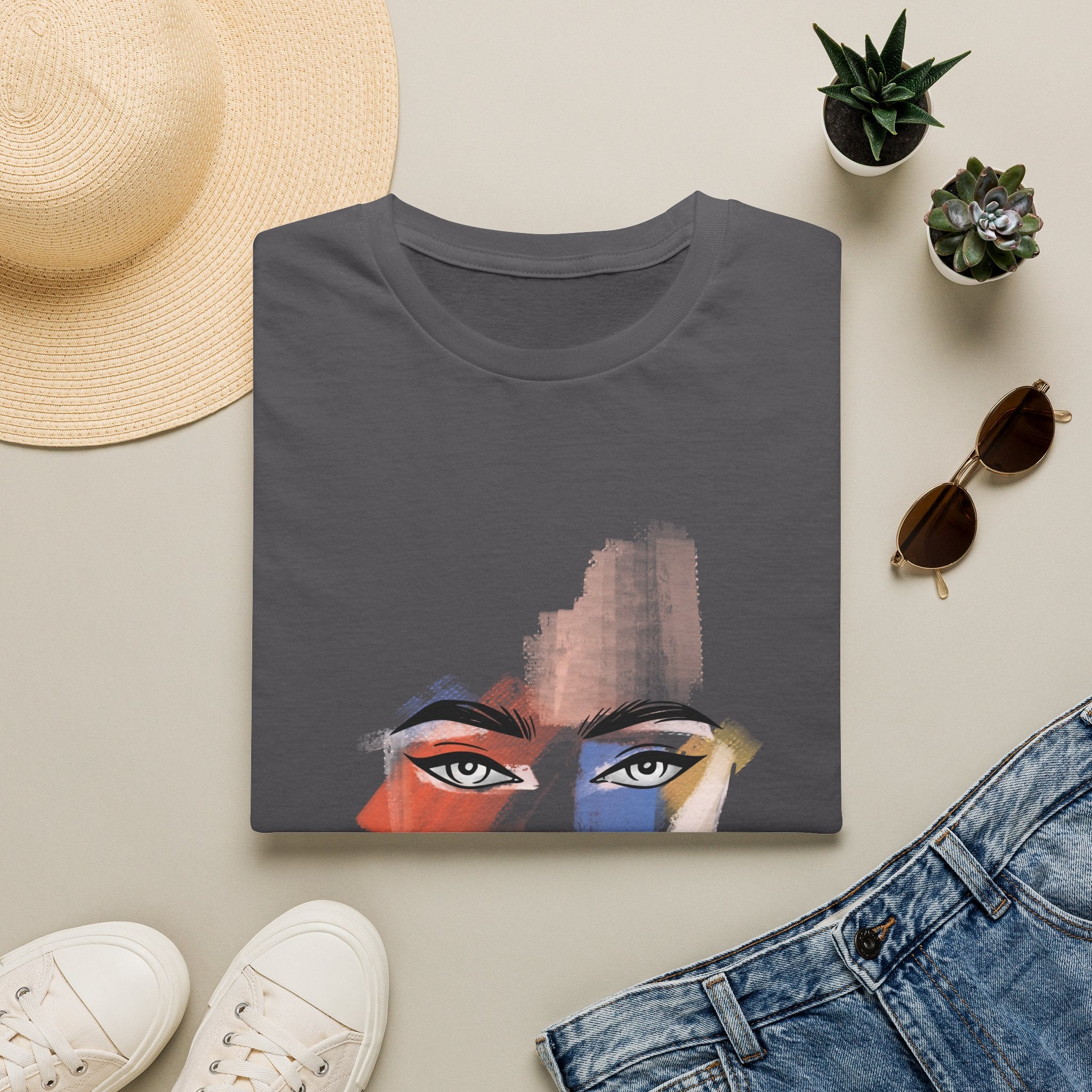 Abstract Painted Face T-Shirt — "Queen of Life" Artistic Graphic Tee