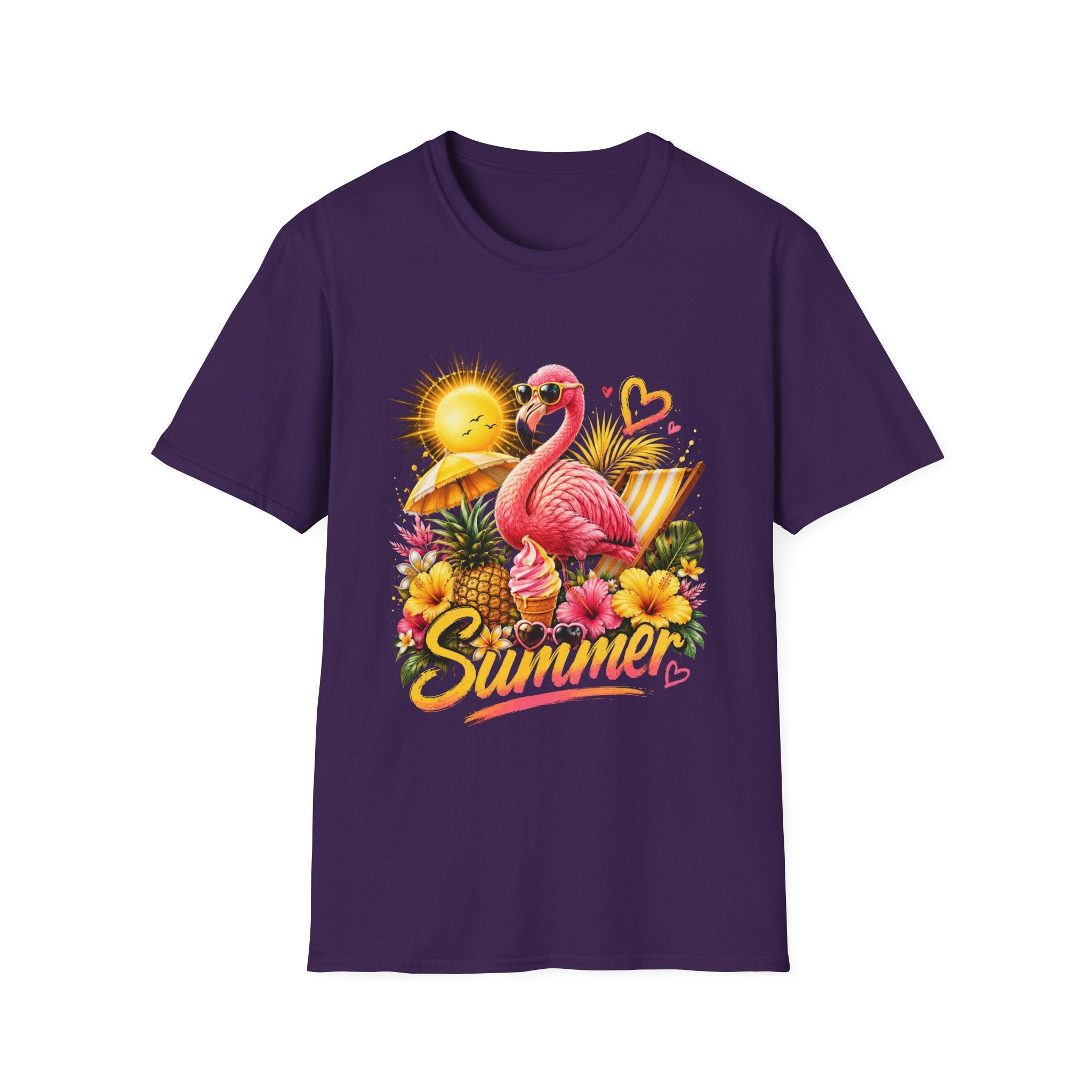 Summer Flamingo T-Shirt — Tropical Sunset Beach Graphic Tee