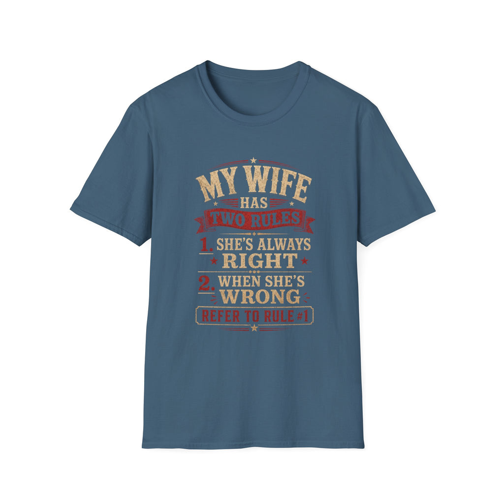 “My Wife Has Two Rules” Funny Couples Humor Tee -  Funny Marriage Humor Vintage Design