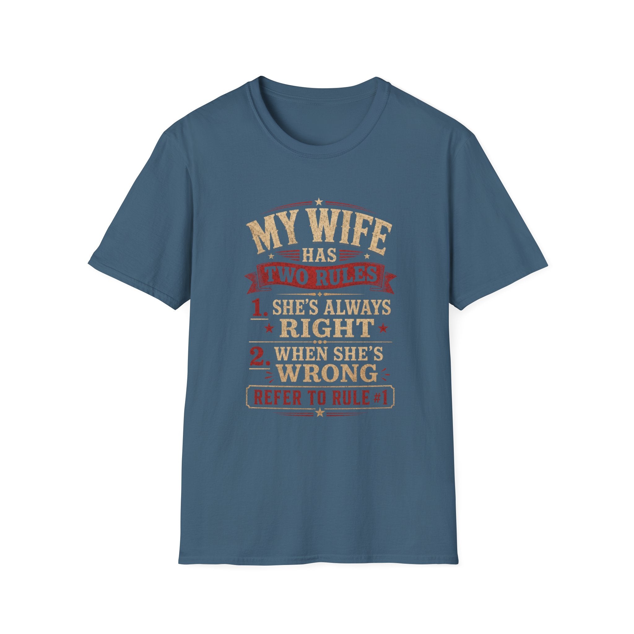 “My Wife Has Two Rules” Funny Couples Humor Tee -  Funny Marriage Humor Vintage Design