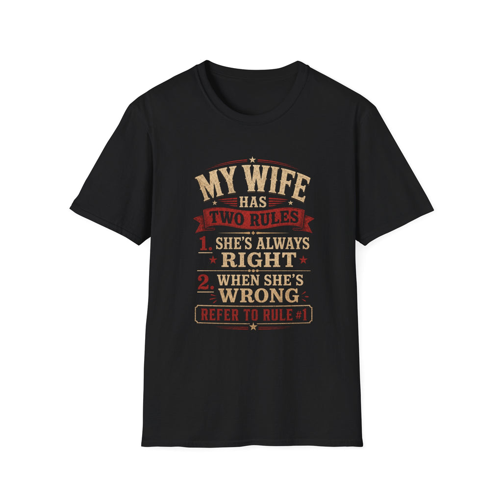 “My Wife Has Two Rules” Funny Couples Humor Tee -  Funny Marriage Humor Vintage Design
