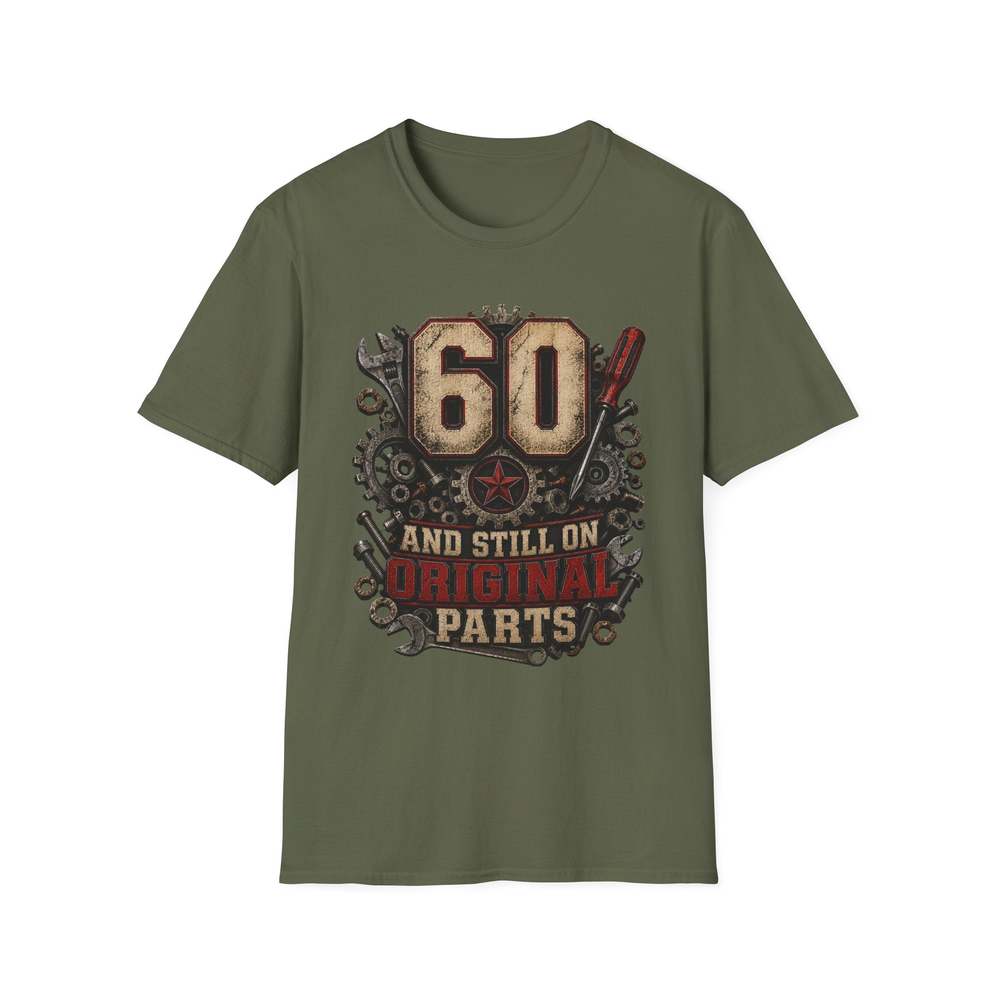 60th Birthday Mechanics T-Shirt — "60 and Still on Original Parts" Vintage Tool Design