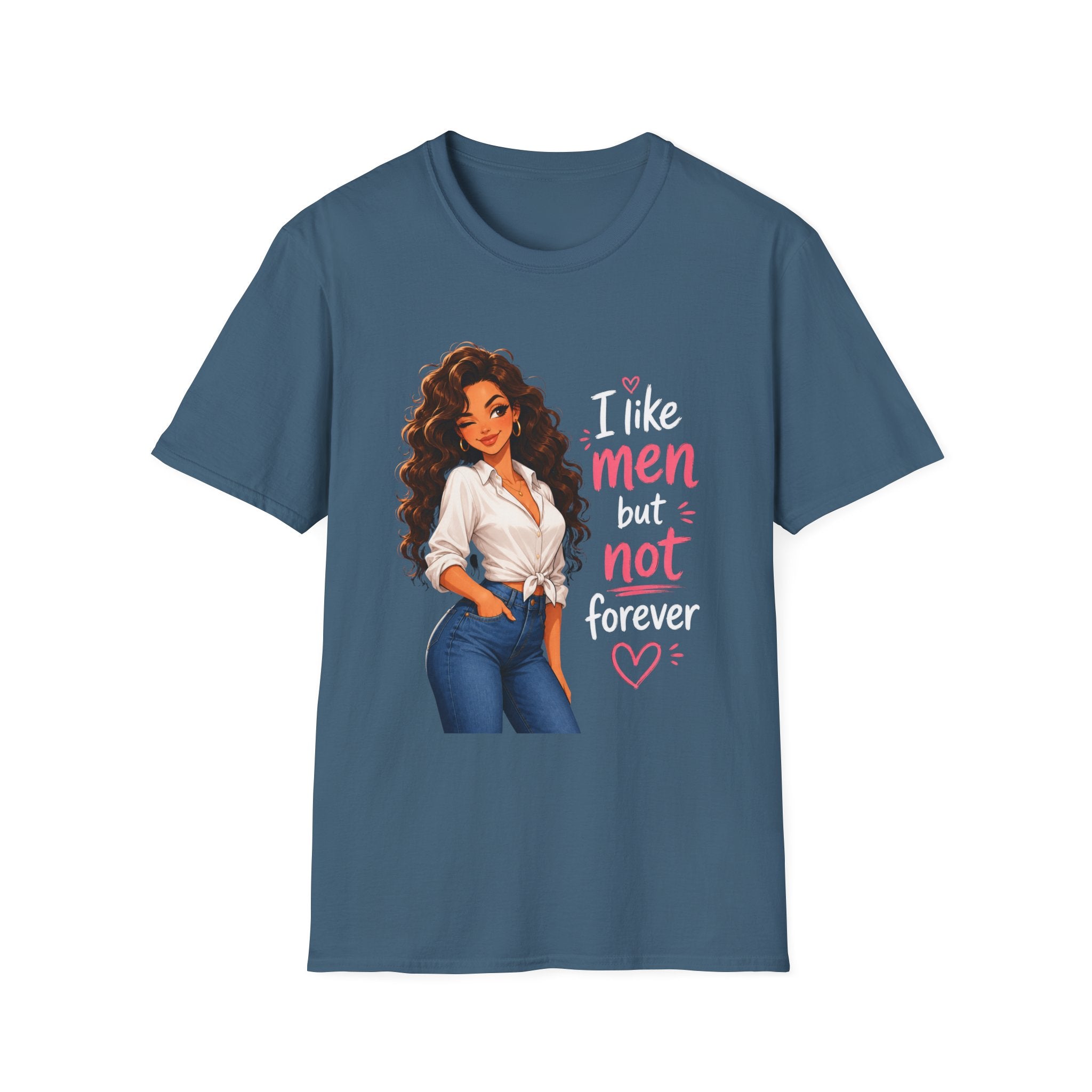 T-Shirt — "I Like Men But Not Forever" Flirty Feminine Graphic Tee