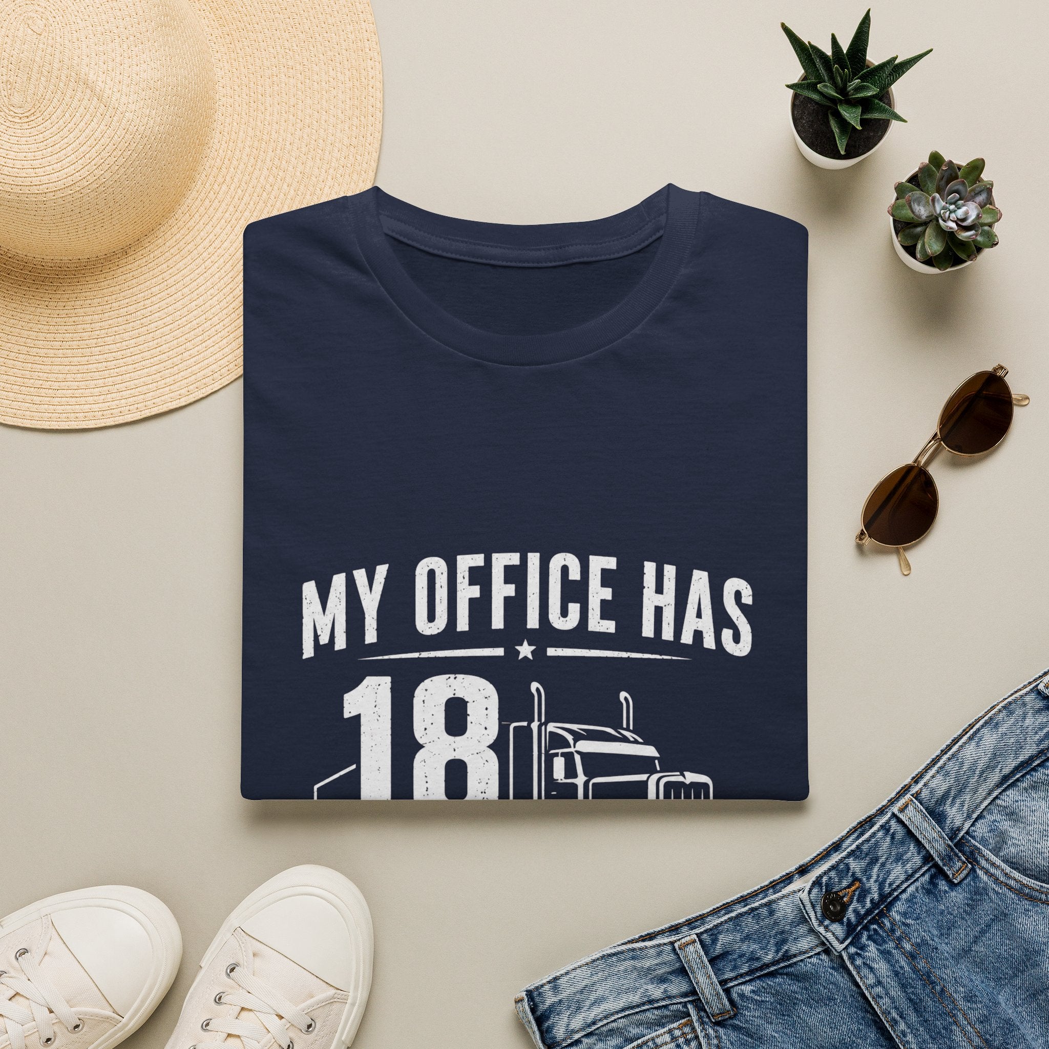 My Office Has 18 Wheels T-Shirt — Trucker Semi Truck Graphic Tee  – Long Haul Trucker Shirt