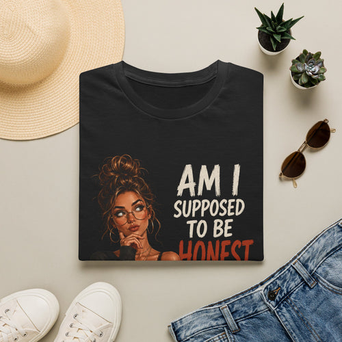"Am I Supposed to Be Honest or Nice?" -  Funny Women Quote Design - Stylish Brunette Illustration