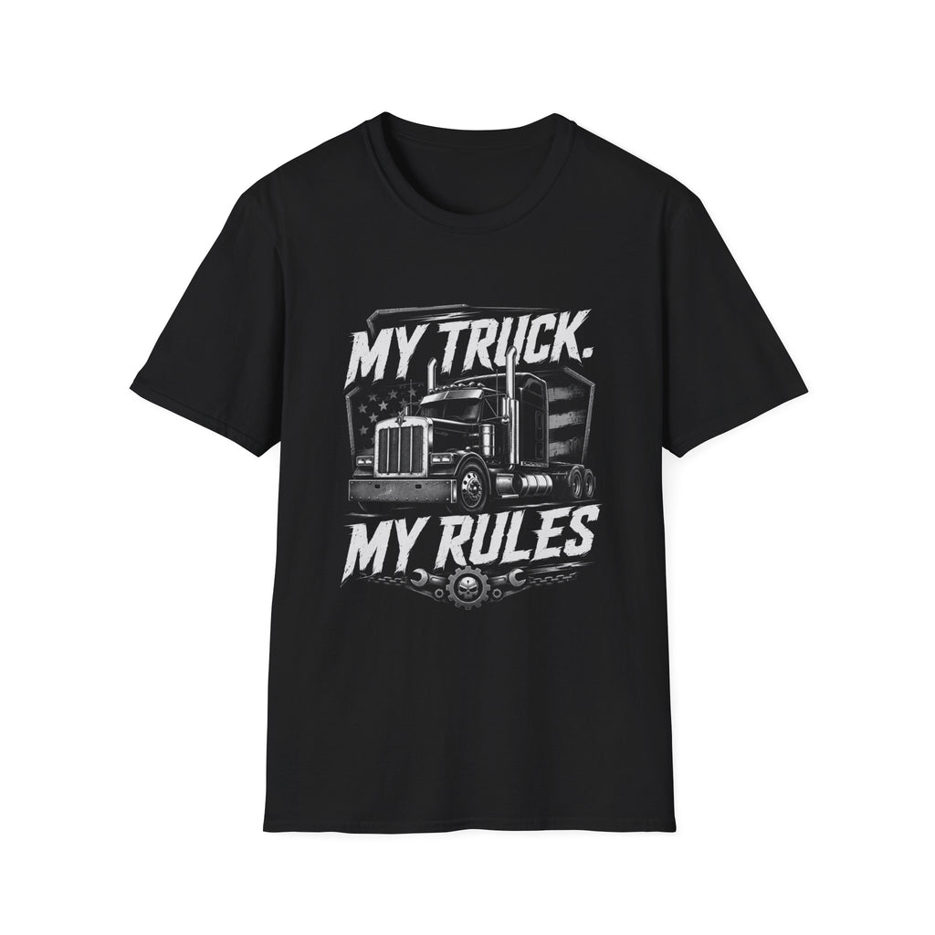 Trucker Tee — “My Truck. My Rules.” Graphic T-Shirt for Truck Drivers & Enthusiasts - American Truck Driver Vintage Design