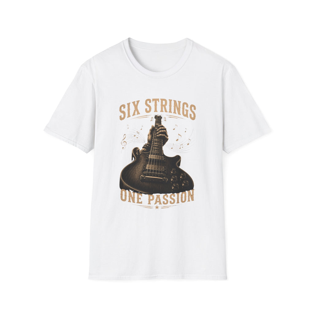 Six Strings Guitar T-Shirt — "Six Strings One Passion" Vintage Music Tee - Electric Guitar Rock Music Design