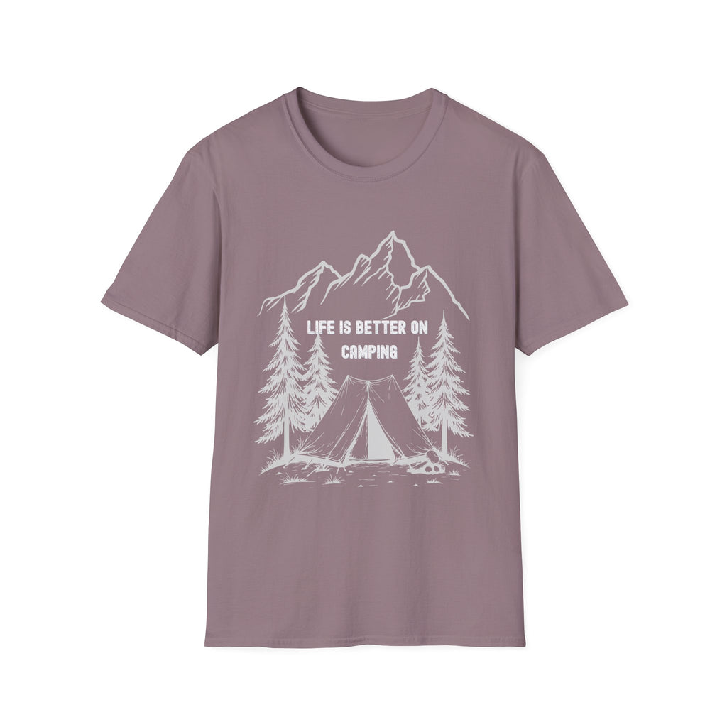 Camping T-Shirt - "Life Is Better On Camping" Mountain & Tent Graphic