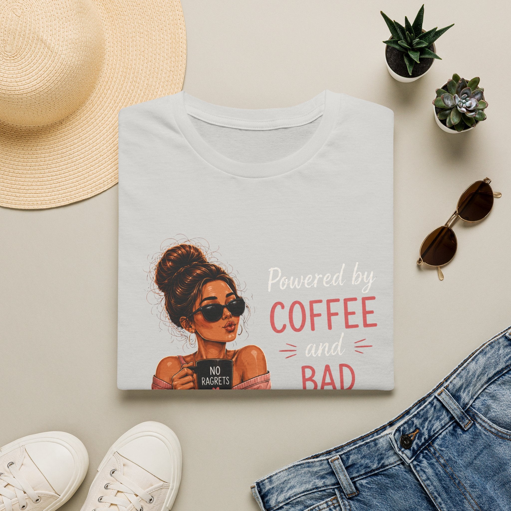 Powered by Coffee and Bad Decisions – Funny Coffee Lover Women's Design