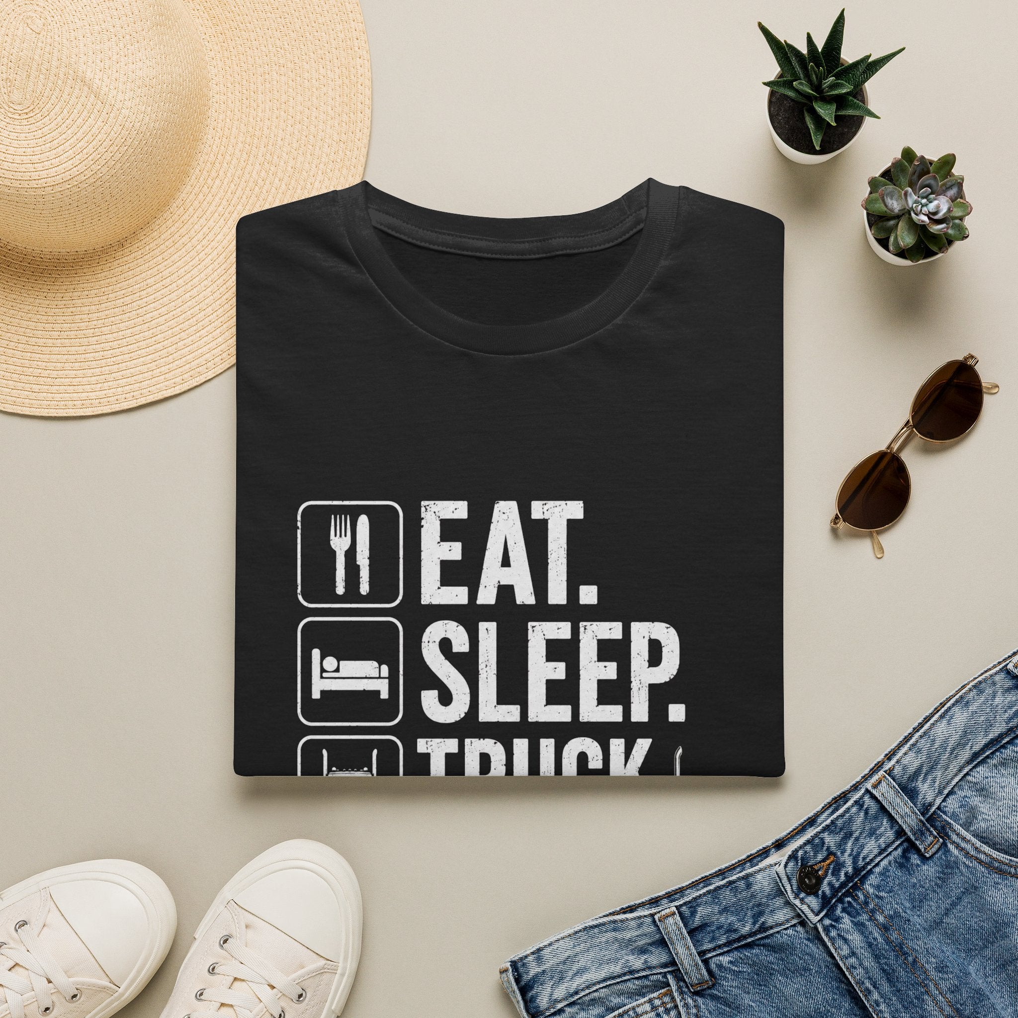 Eat. Sleep. Truck. Repeat. T-Shirt — Trucker Life Graphic Tee - Funny Truck Driver Lifestyle Design