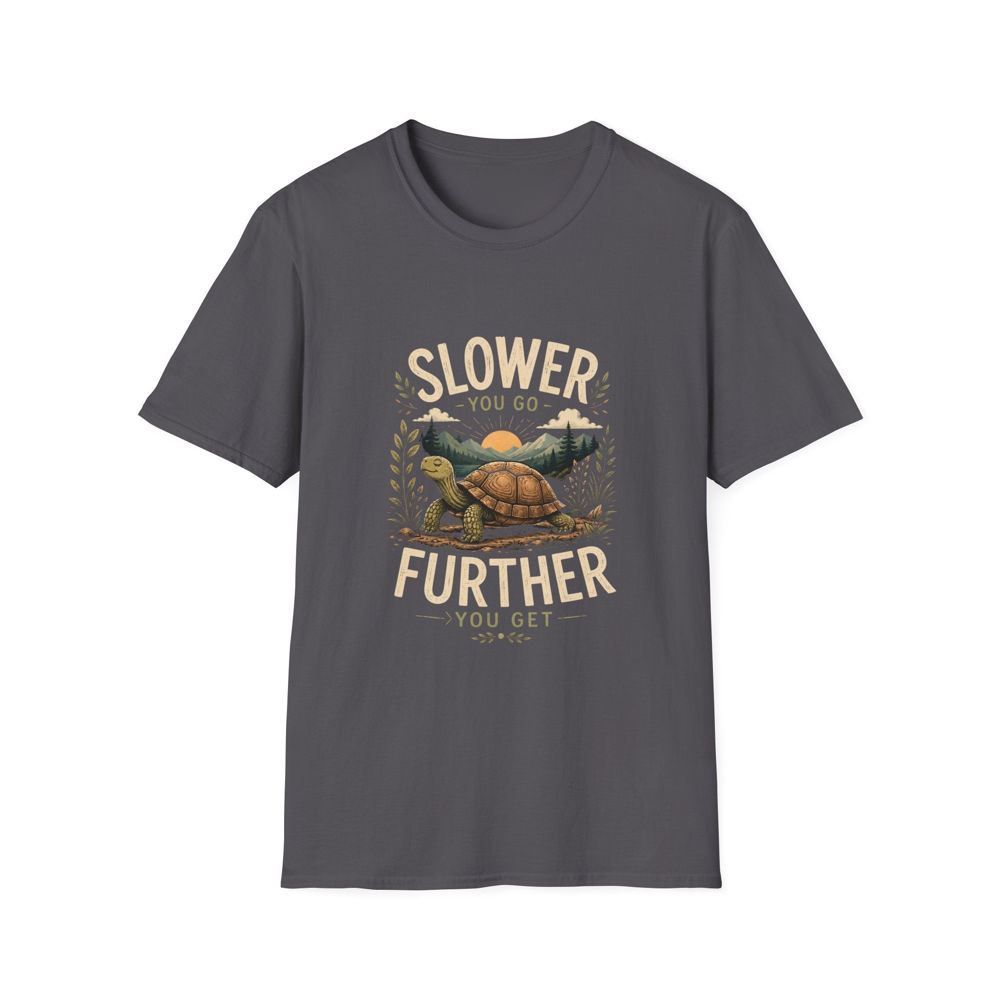 Slower You Go T-Shirt — Retro Turtle 'Slower You Go, Further You Get' Relaxed Tee