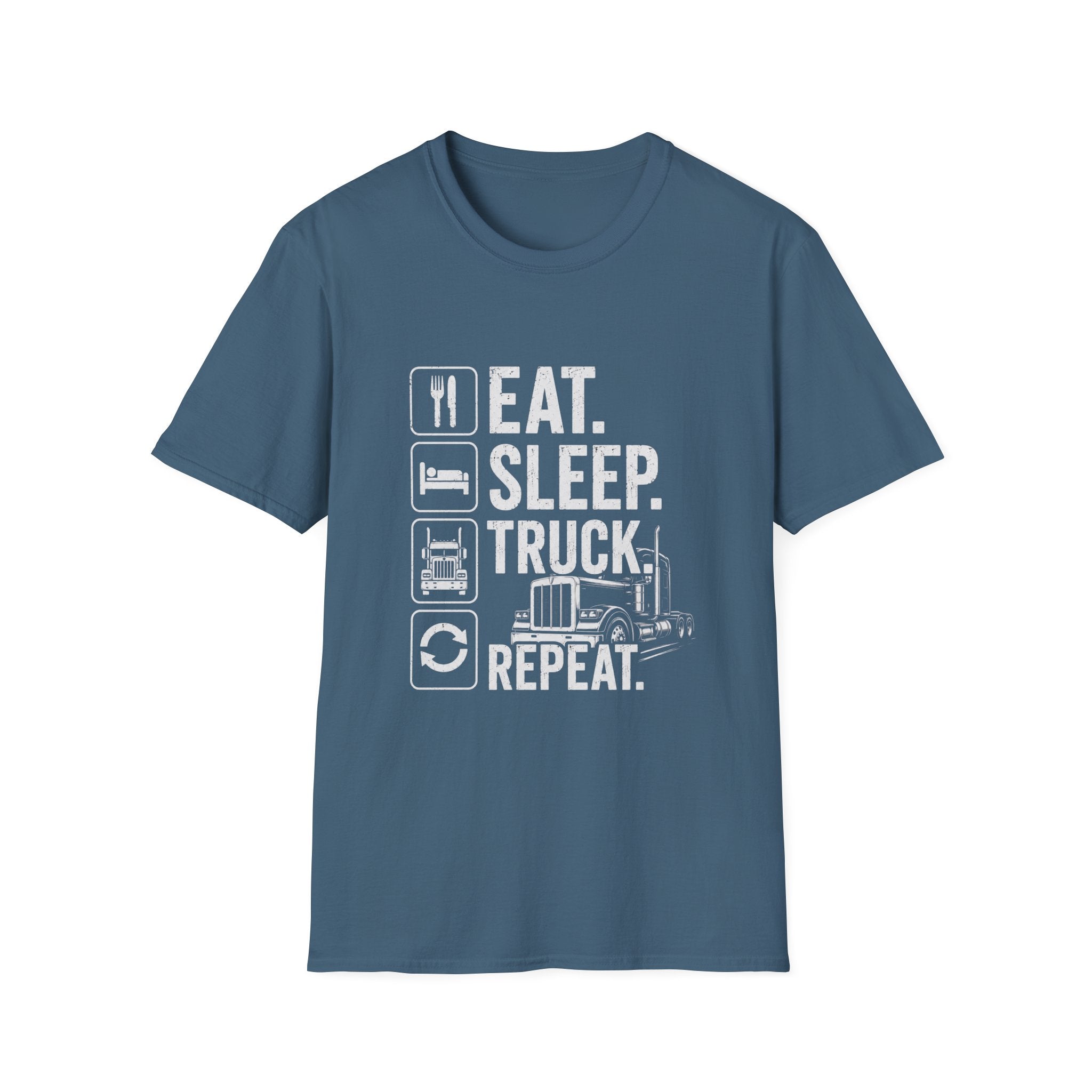 Eat. Sleep. Truck. Repeat. T-Shirt — Trucker Life Graphic Tee - Funny Truck Driver Lifestyle Design