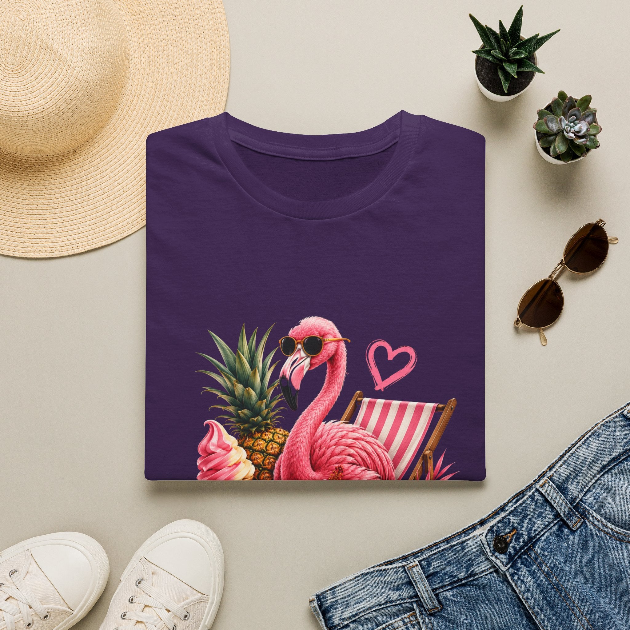 Flamingo Summer T-Shirt — Tropical Pineapple Beach Vibes