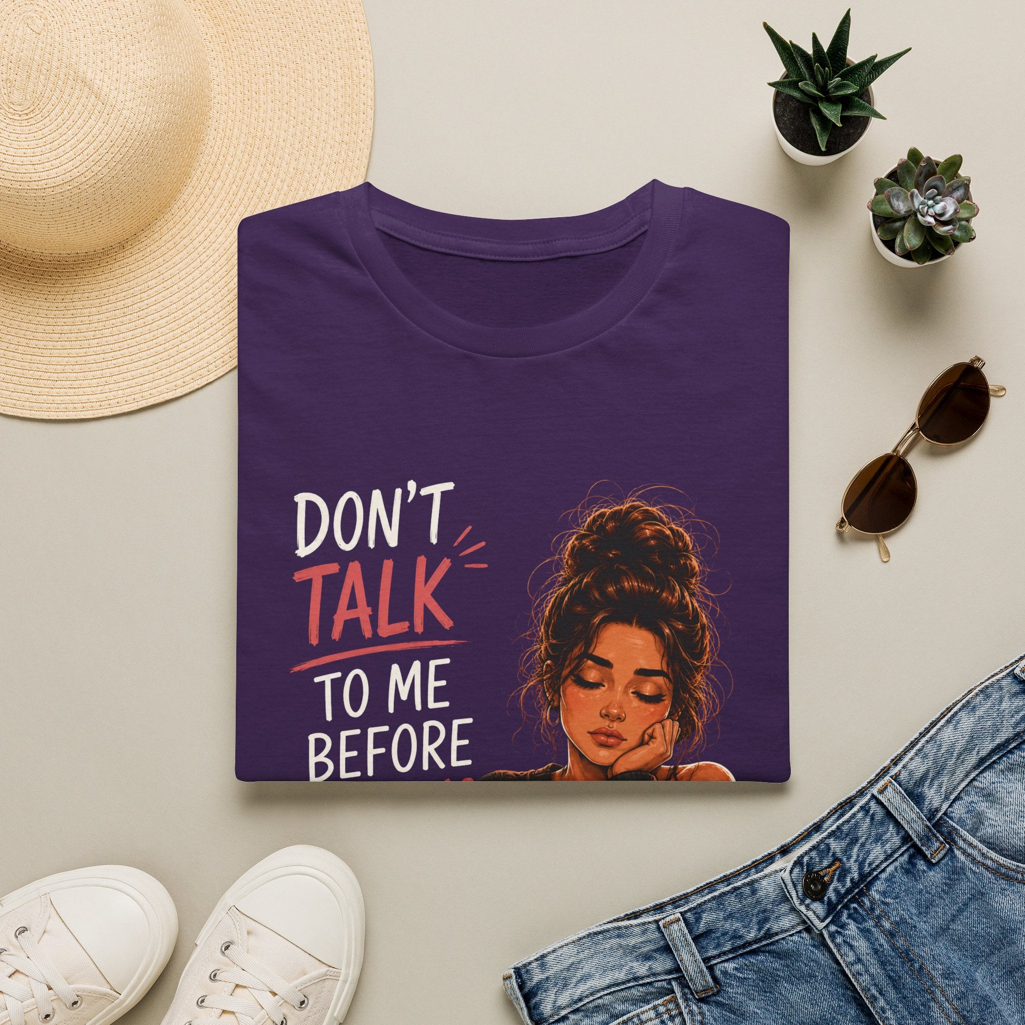 Don’t Talk To Me Before Morning Coffee T-Shirt — Funny Coffee Lover Tee  Women's Design