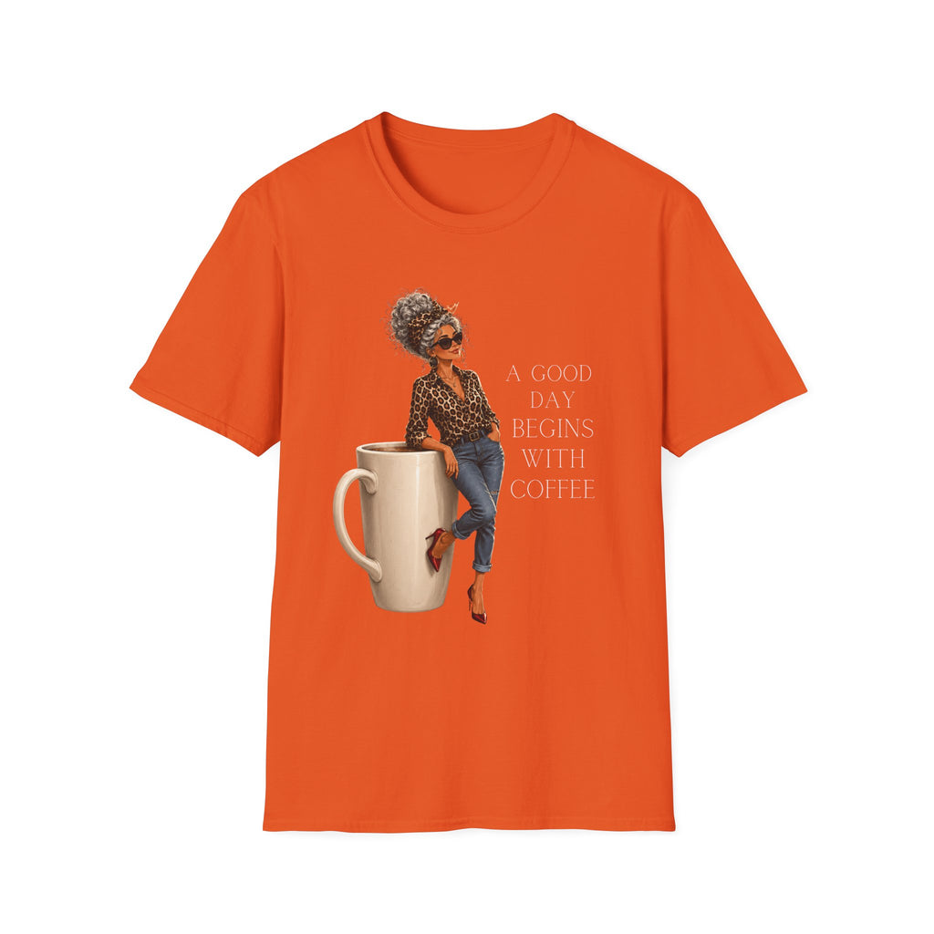 Coffee Morning T-Shirt — "A Good Day Begins With Coffee" Graphic Tee