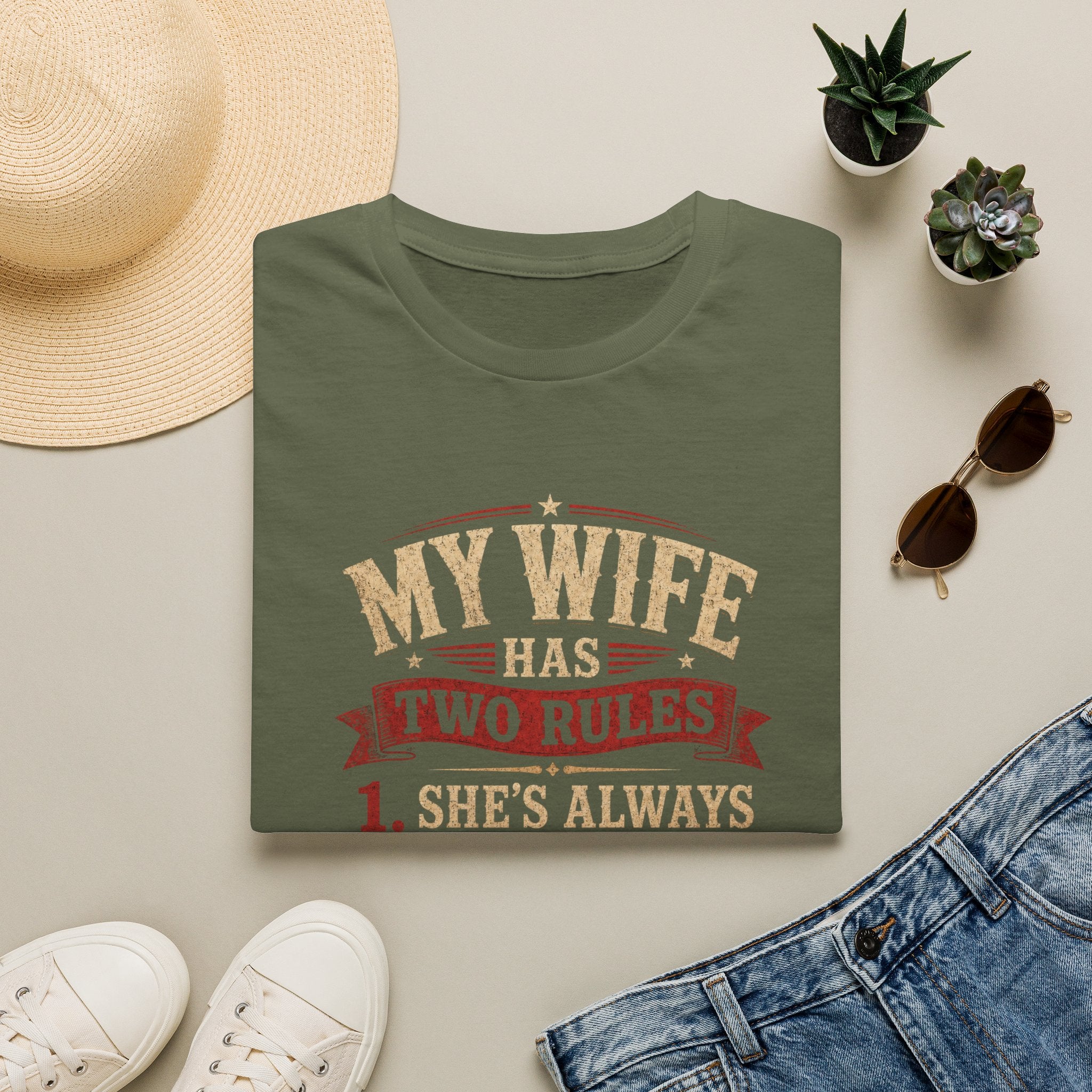 “My Wife Has Two Rules” Funny Couples Humor Tee -  Funny Marriage Humor Vintage Design