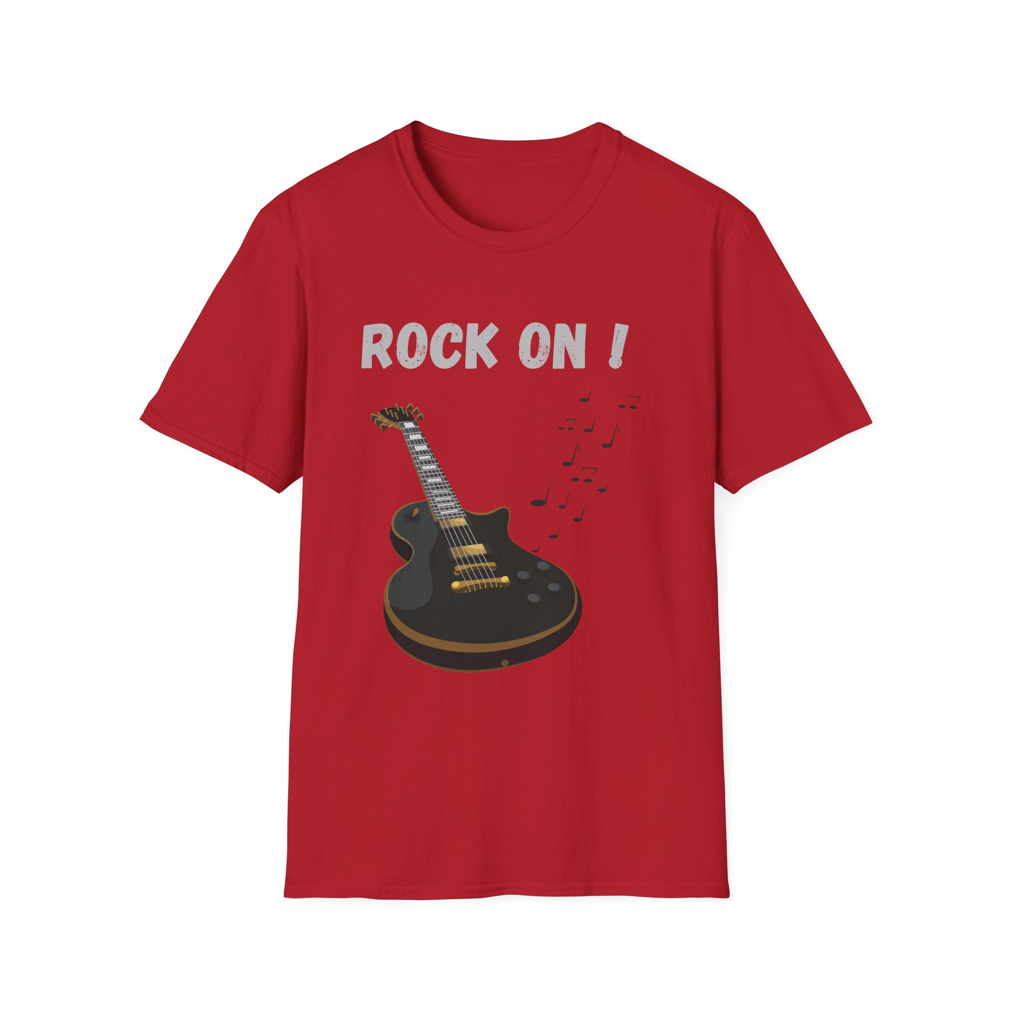 Rock On Guitar Music Lover Design | Electric Guitar Rock Fan Graphic  — Music Lover Graphic Tee
