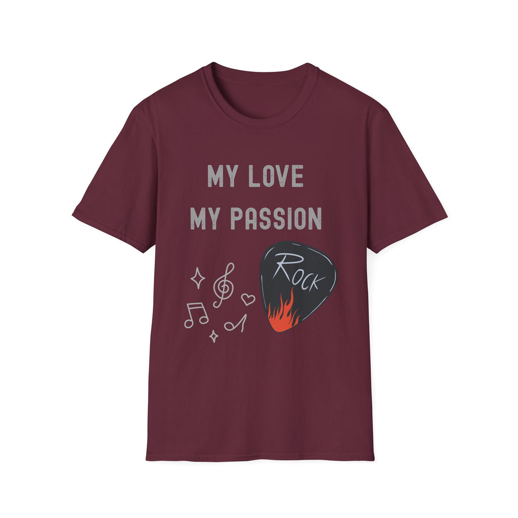 My Love My Passion Rock Guitar Pick Design | Music Lover Graphic   T‑Shirt — "My Love My Passion" Music Tee