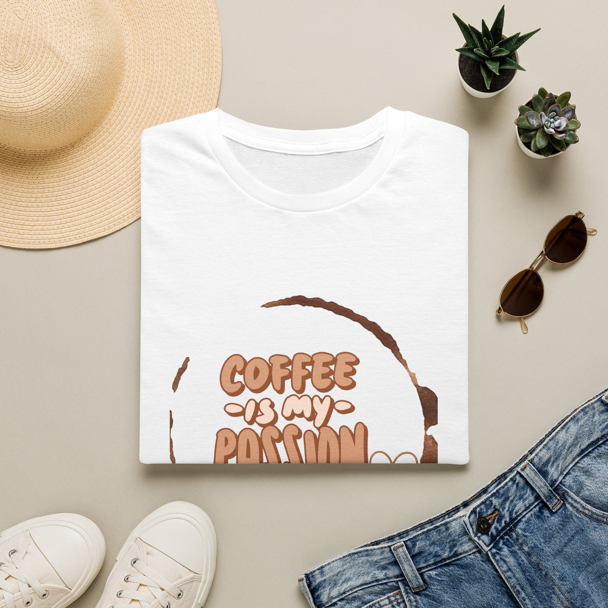 Coffee Is My Passion T-Shirt — Retro Coffee Stain Graphic Tee for Coffee Lovers