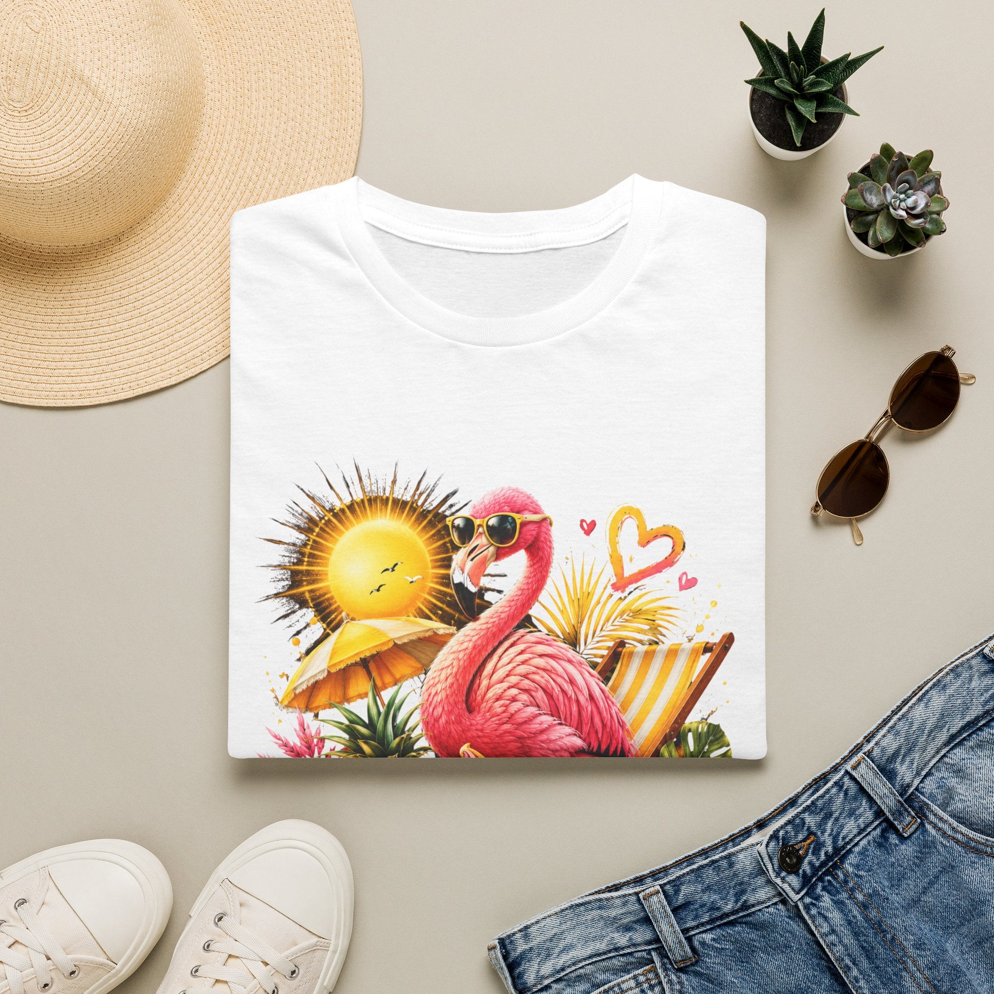 Summer Flamingo T-Shirt — Tropical Sunset Beach Graphic Tee
