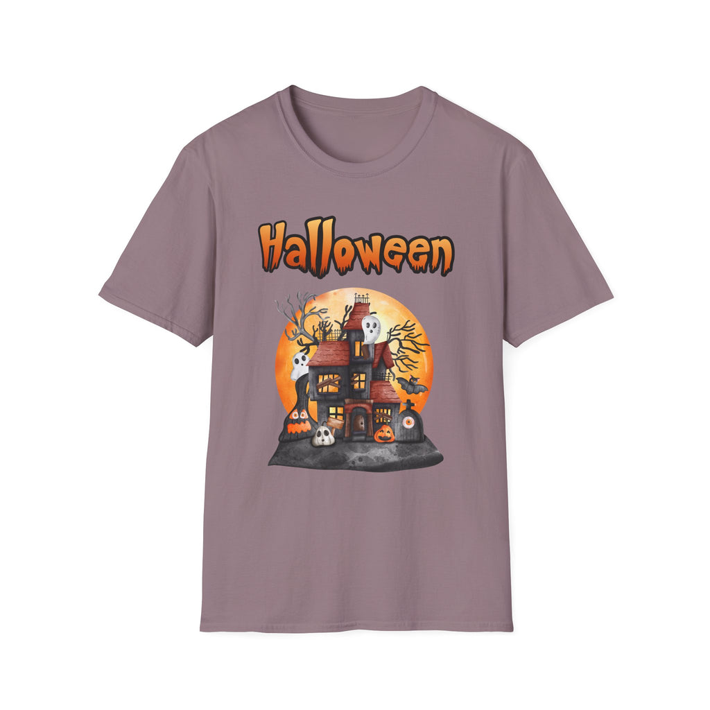 Halloween Haunted House T-Shirt — Spooky Pumpkin Moon Design -  Cute Spooky Haunted Mansion Ghost Pumpkin Fall Tee