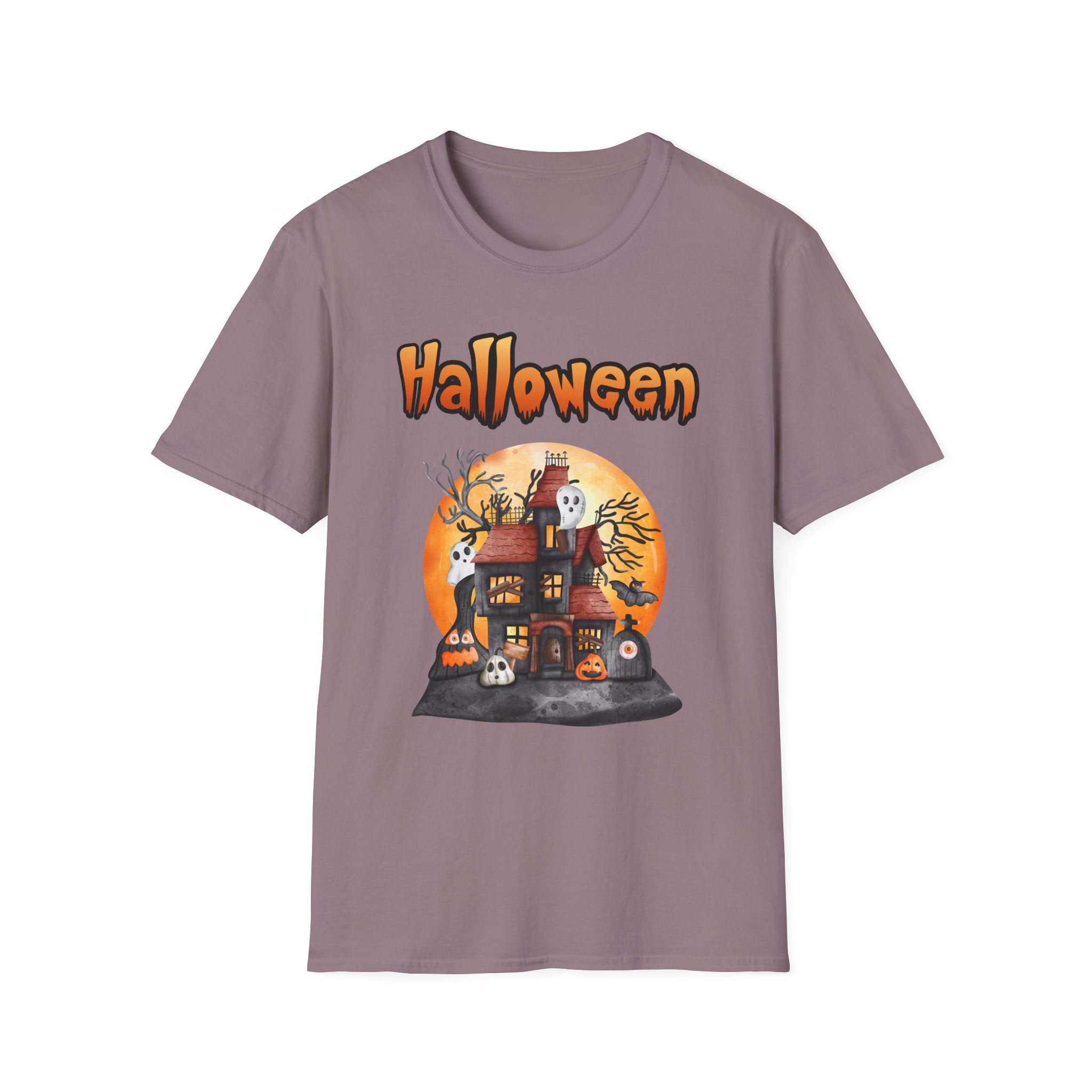 Halloween Haunted House T-Shirt — Spooky Pumpkin Moon Design -  Cute Spooky Haunted Mansion Ghost Pumpkin Fall Tee