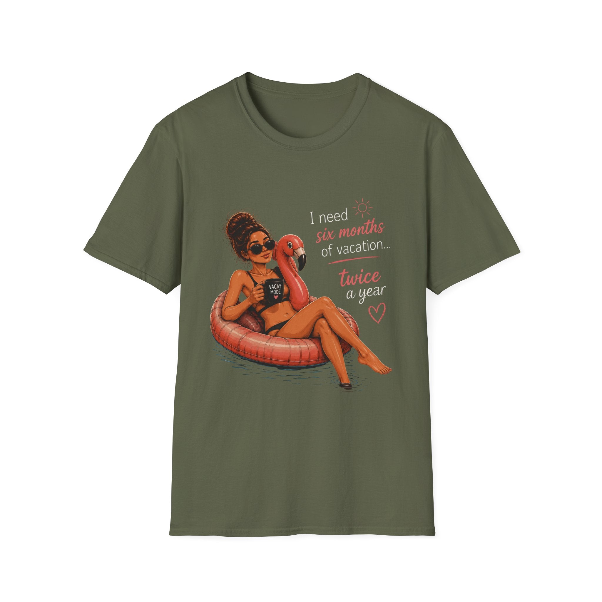 Vacation Vibes T-Shirt — “I Need Six Months of Vacation… Twice a Year” Graphic Tee